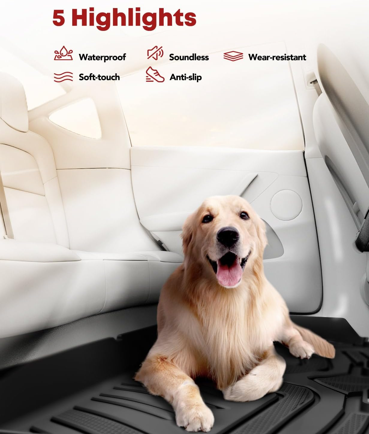 YHTAUTO Automotive All Weather Floor Mats Compatible with Honda Accord 2023-2024 Sedan, Car Mats Custom Fit TPE Floor Liners Front & Back Seat, Black, Set of 3 image number 2