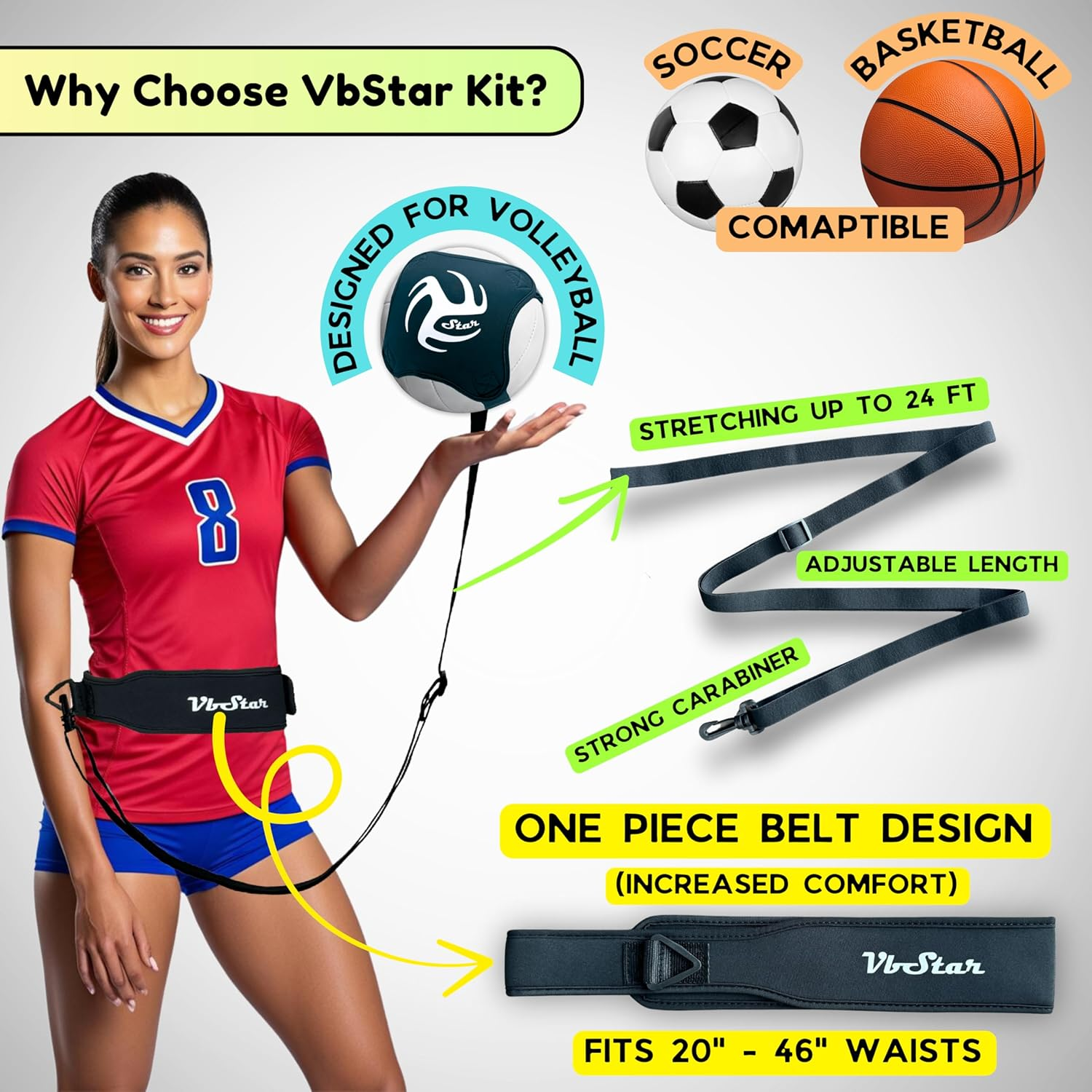 Volleyball Training Equipment Aid - Practice Your Serving, Setting & Spiking with Ease, Great Solo Serve & Spike Trainer for Beginners & Pro, Perfect Volleyball Gift, Choose the Right Bundle for You image number 3