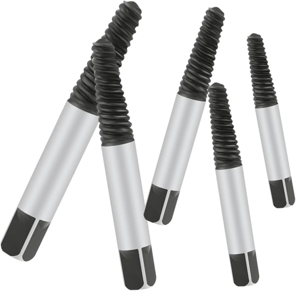 Jojofuny 5Pcs Screw Extractor Set Broken Bolt Remover Carbon Steel Stripped Screws Removal Tool Compact Portable Design for Home Automotive Use image number 5
