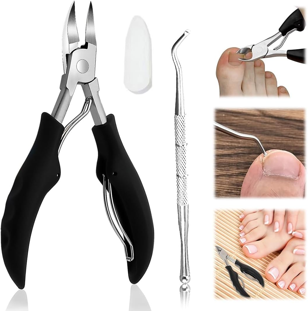 Precision Toenail Clippers, Metal Nail Clippers, Nail Scissors for Thick and Deep Ingrown Toenails, Toehenic Acid Clippers Made of Stainless Steel, Professional Fingernail Clipper, Soft Grip