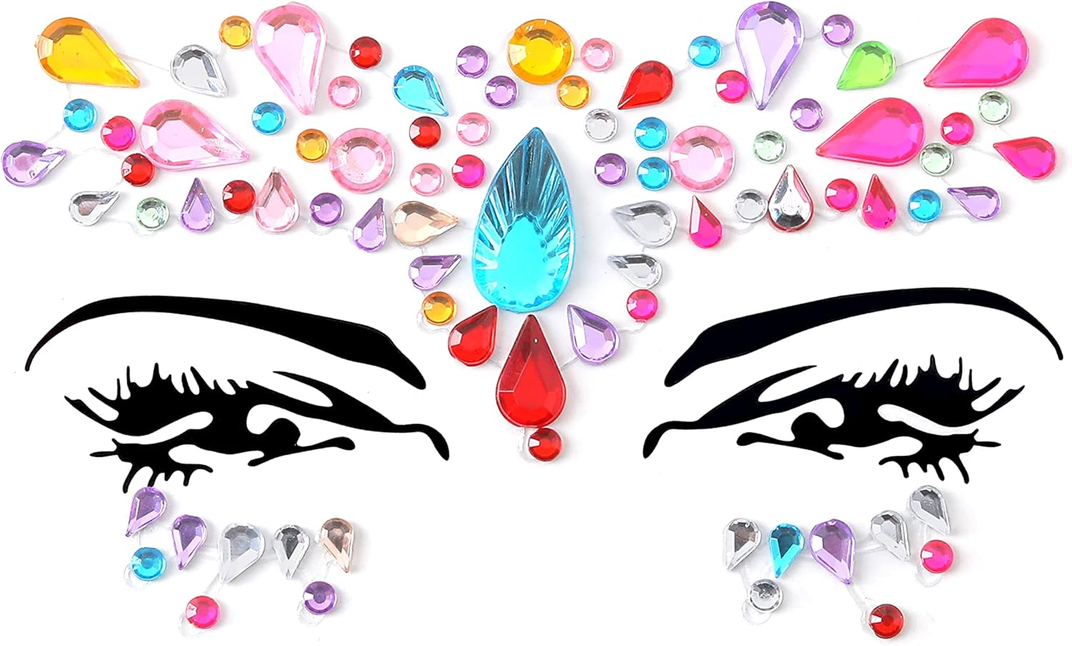 Face Gems Adhesive Glitter Jewel Tattoo Sticker Festival Gems Rave Party Body Make up (6 PCS MULTI COLORS) image number 1