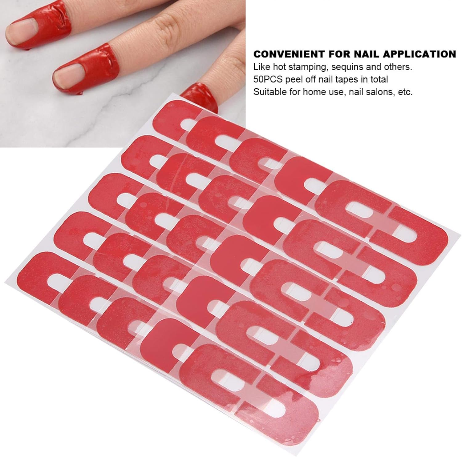 Nail Art Protector Cover, 5-50 Pcs Nail Art Protector Cover Peel off Nail Tapes Skin Barrier Spill Proof Sticker for Salon and Household image number 4