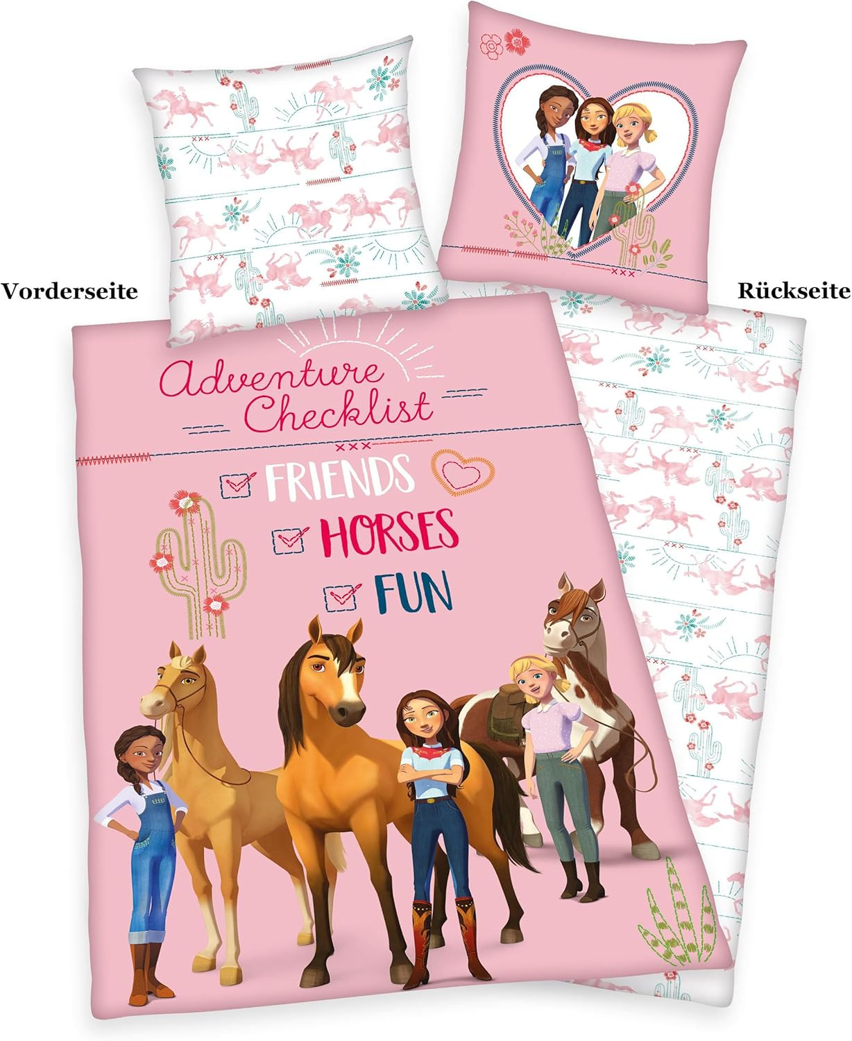 Herding Spirit Bed Linen Set, Pillowcase 80 X 80 Cm with Buttons and Reversible Motif, Duvet Cover 135 X 200 Cm, with Button Closure, 100% Cotton/Linen image number 1