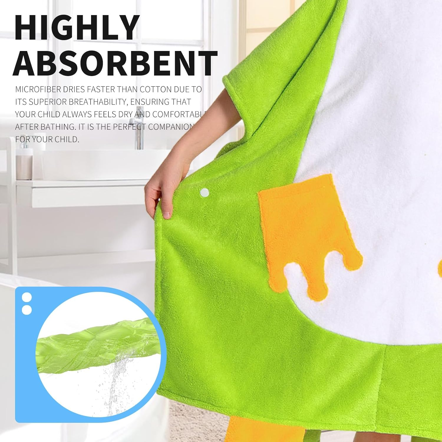 OLAOLA Frog Hooded Kids Beach Towels, Soft Absorbent Kids Hooded Bath Towel Wrap for Boys Girls, Toddler Pool Swim Towel with Hood for Ages 3-12 - Panda image number 6