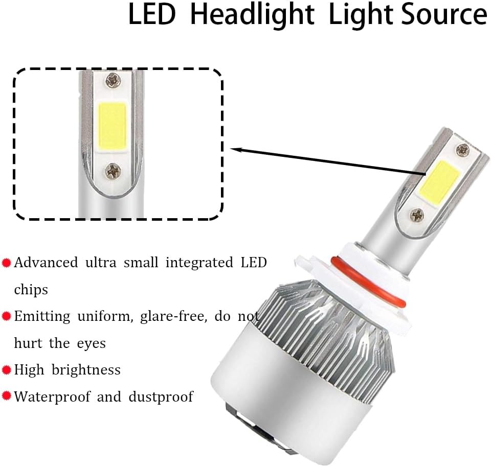 2 PCS 9005/HB3 Car LED Light Replacement Parts, 4800LM 6000K Ultra Bright White Light Waterproof C6 Fog Light Bulb, Plug and Play LED Headlights, High and Low Beam Lights, Car Accessories image number 4