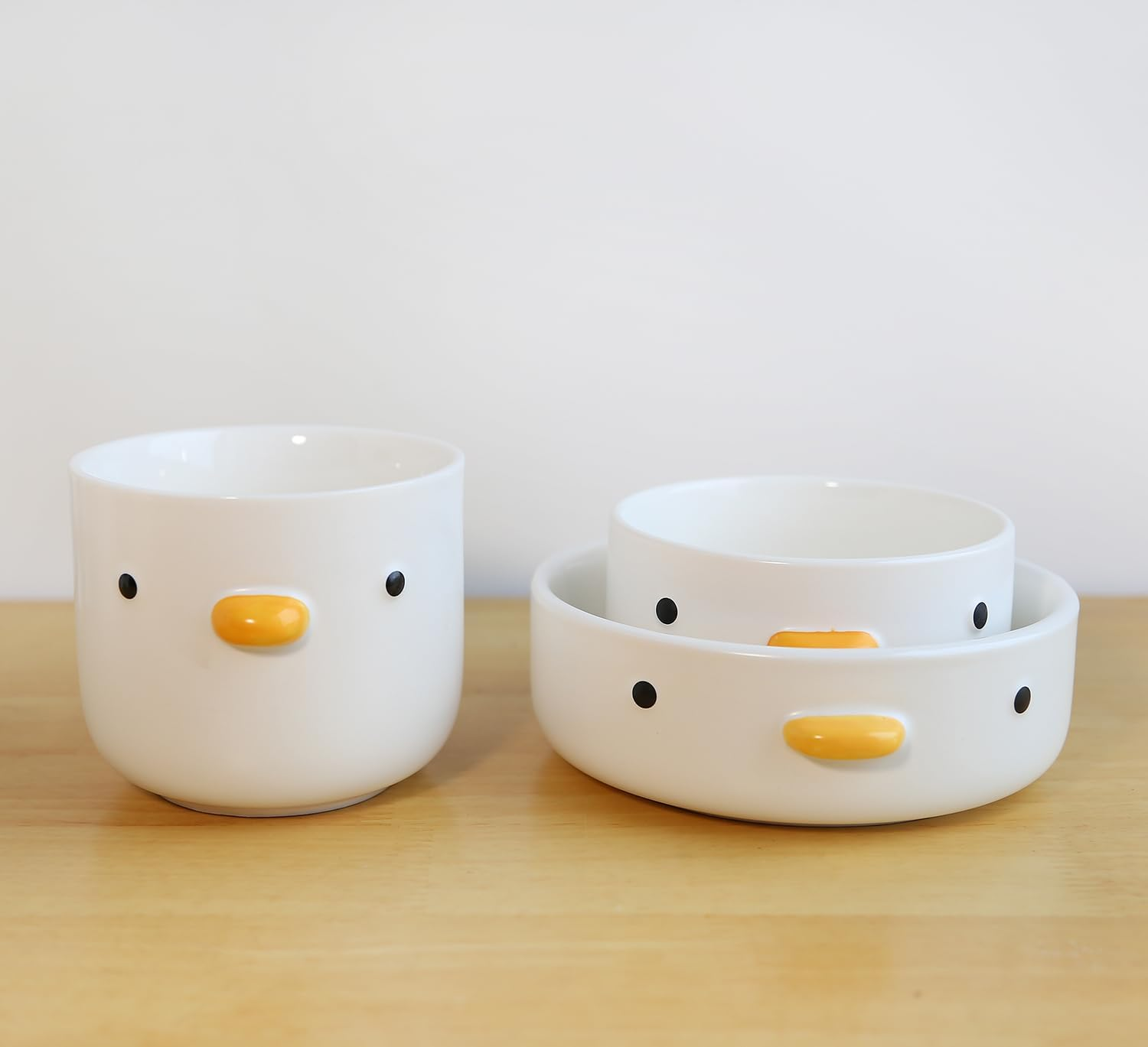 PURROOM Funny Cute Duck 6'' Salad Bowl, Handmade Glaze Chick Safety Ceramics Flat Bottomed Bowl, Home Family, Friend. image number 3