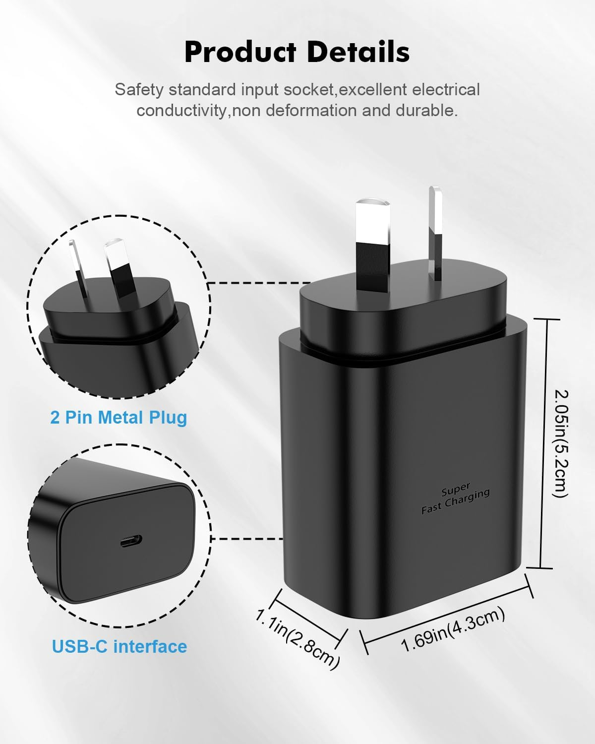 45W USB C Charger for Samsung Charger Type C Super Fast Charging with 6.6FT Type C Cable 2M Compatible with Galaxy S25 Ultra/S25/S24 Ultra/S24/S23 Ultra/S23/S22/S21/S20 Adapter Wall Fast Charger image number 6