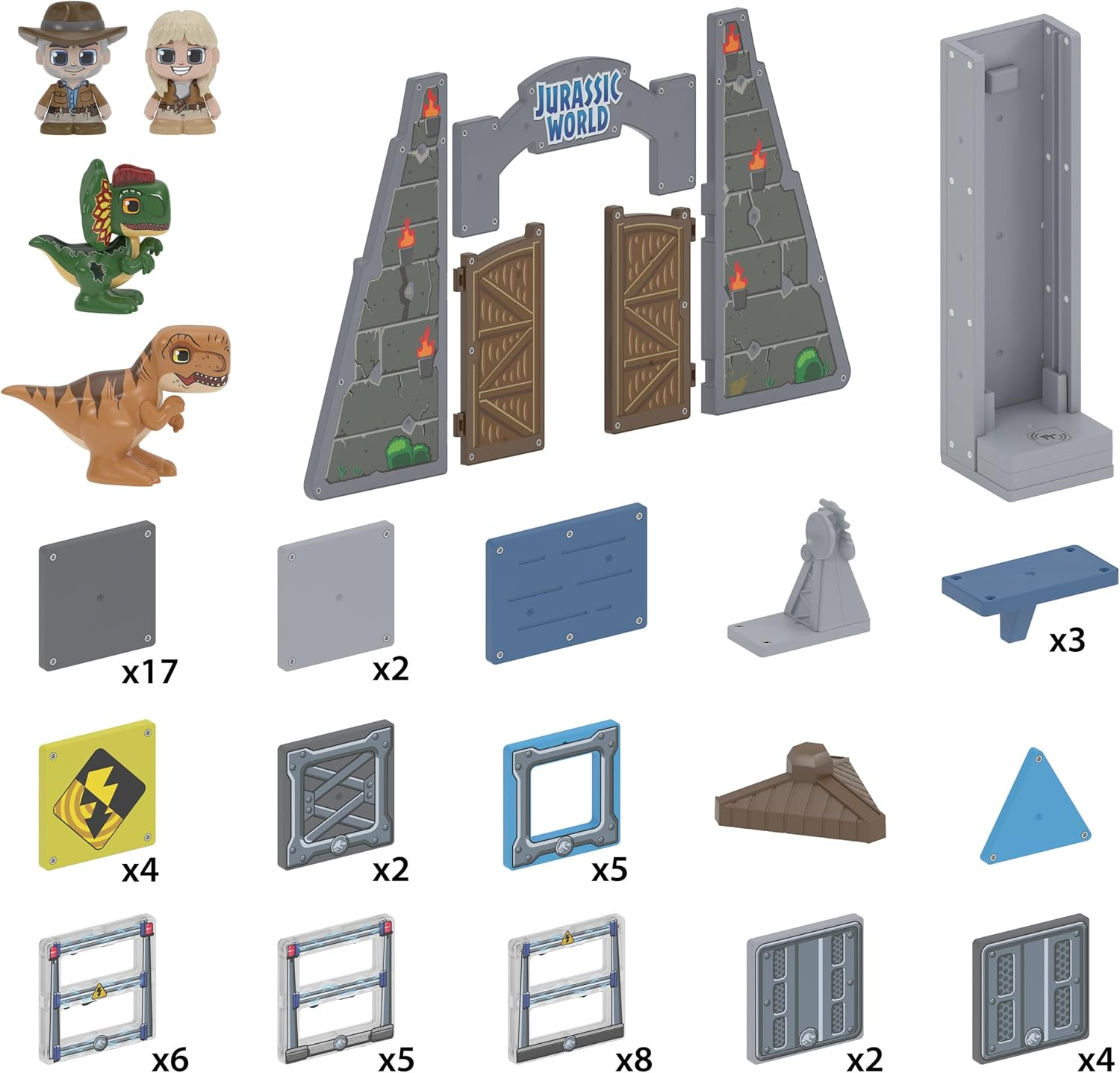 TILE TOWN Jurassic World Dino Escape Magnetic Tiles Construction Building Set and Figures, Kids 3-5+, New ACTION TILES for Action Play, Realistic Builds, STEM Creative Toy, Great Gift for Boys & Girls image number 5