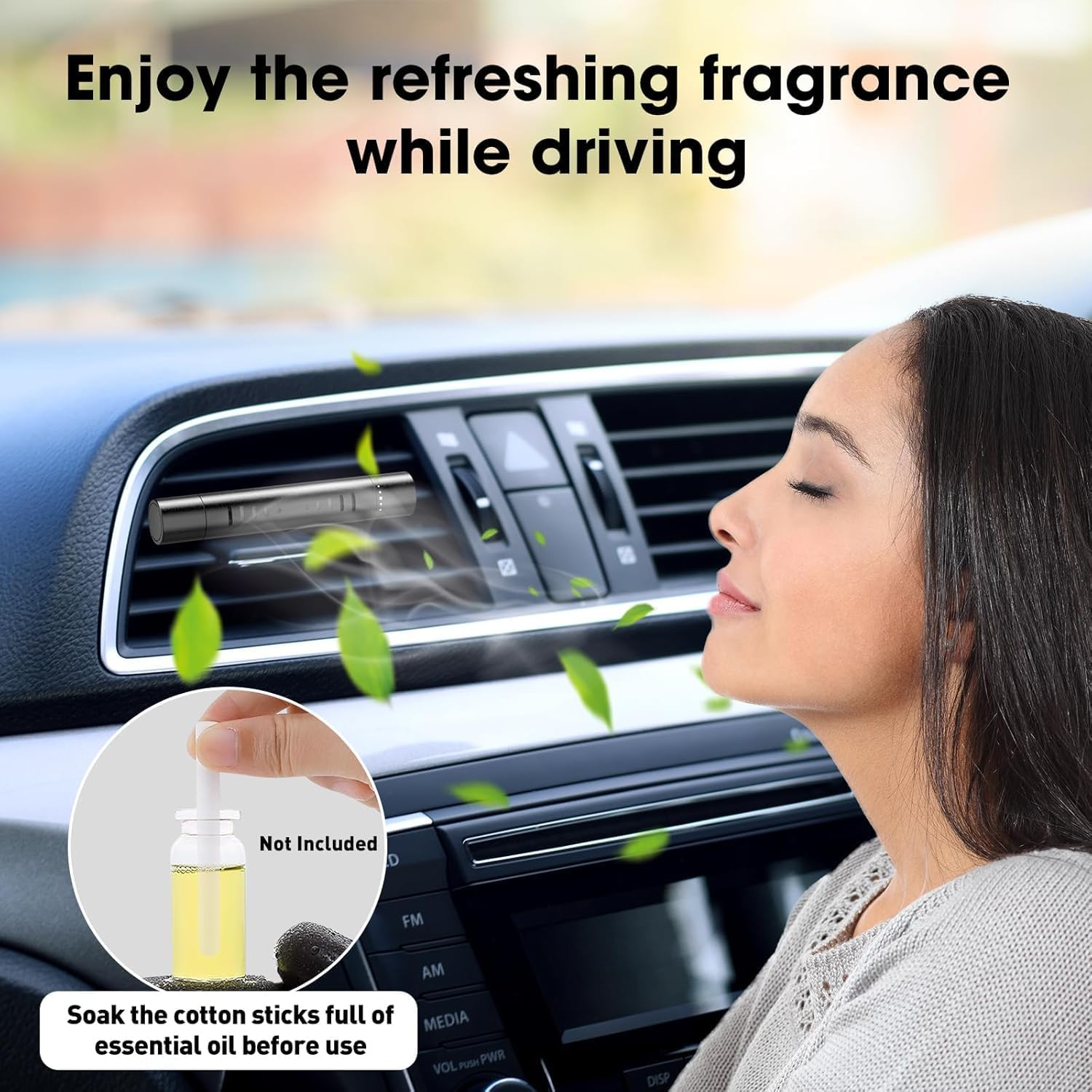 Liyquint 2 Packs Custom Cylindrical Car Vent Clip Essential Oil Diffuser with 12 Refill Sticks - Clip-On Aromatherapy for Car, Office, Home, Bathroom & Pet Houses(Black) image number 6