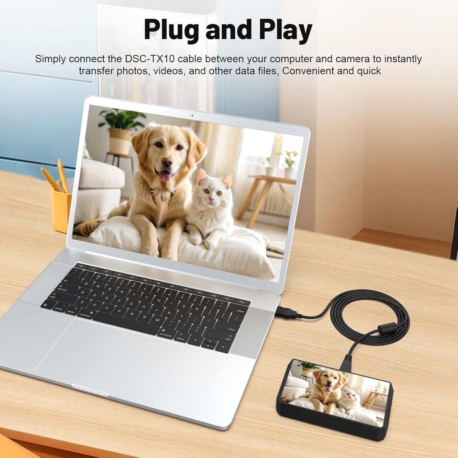 Replacement VMC-MD3 USB Data Charger Cable Cord for Sony Cyber-Shot DSC-TX10 DSC-TX5 DSC-TX55 DSC-W350 DSC-W570 DSC-W580 DSC-HX100 DSC-T110 DSC-T99 Digital Camera image number 2