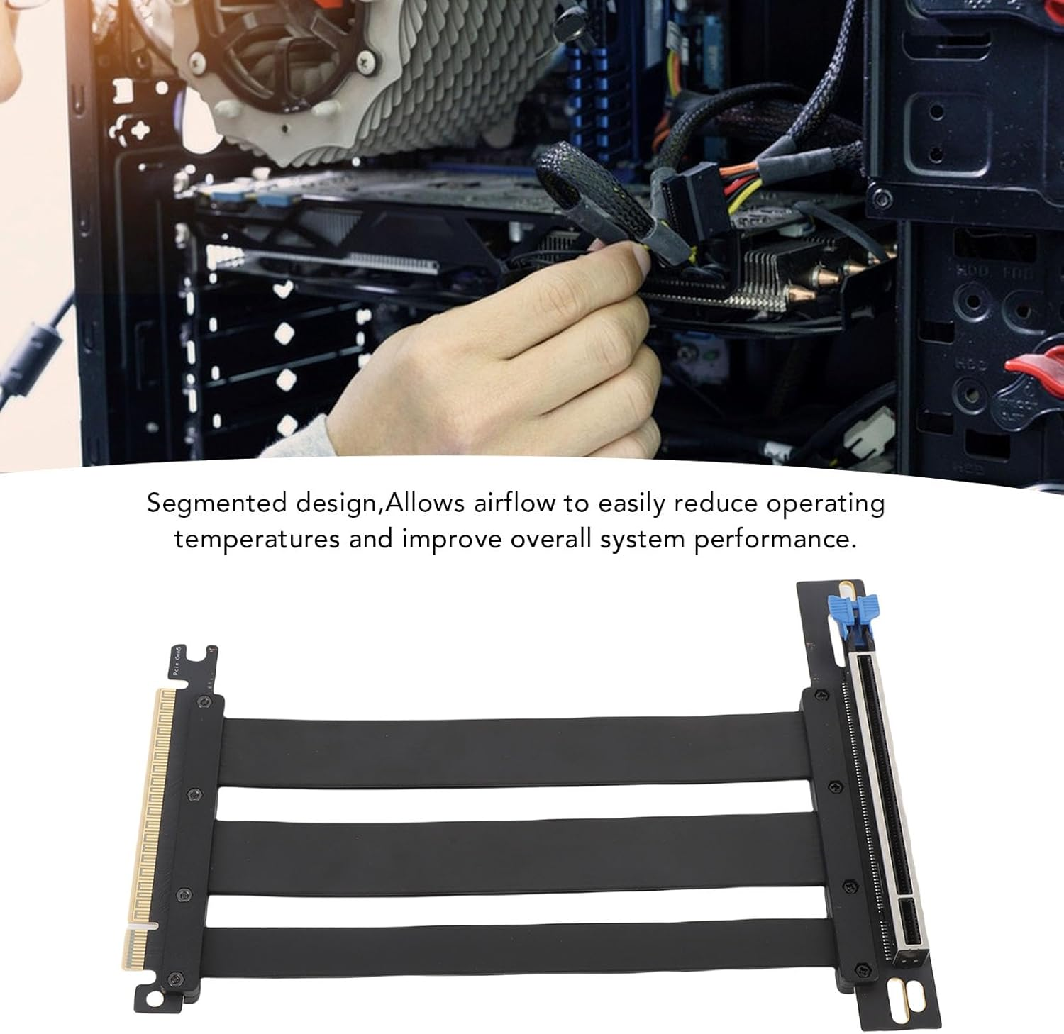 Pcie 5.0 X16 Riser Cable 90&deg; Right Angle 128Gbps Shielded Extension for RTX 4090 GPU 20Cm Compatible with Pcie 4.0/3.0 ITX Server image number 2