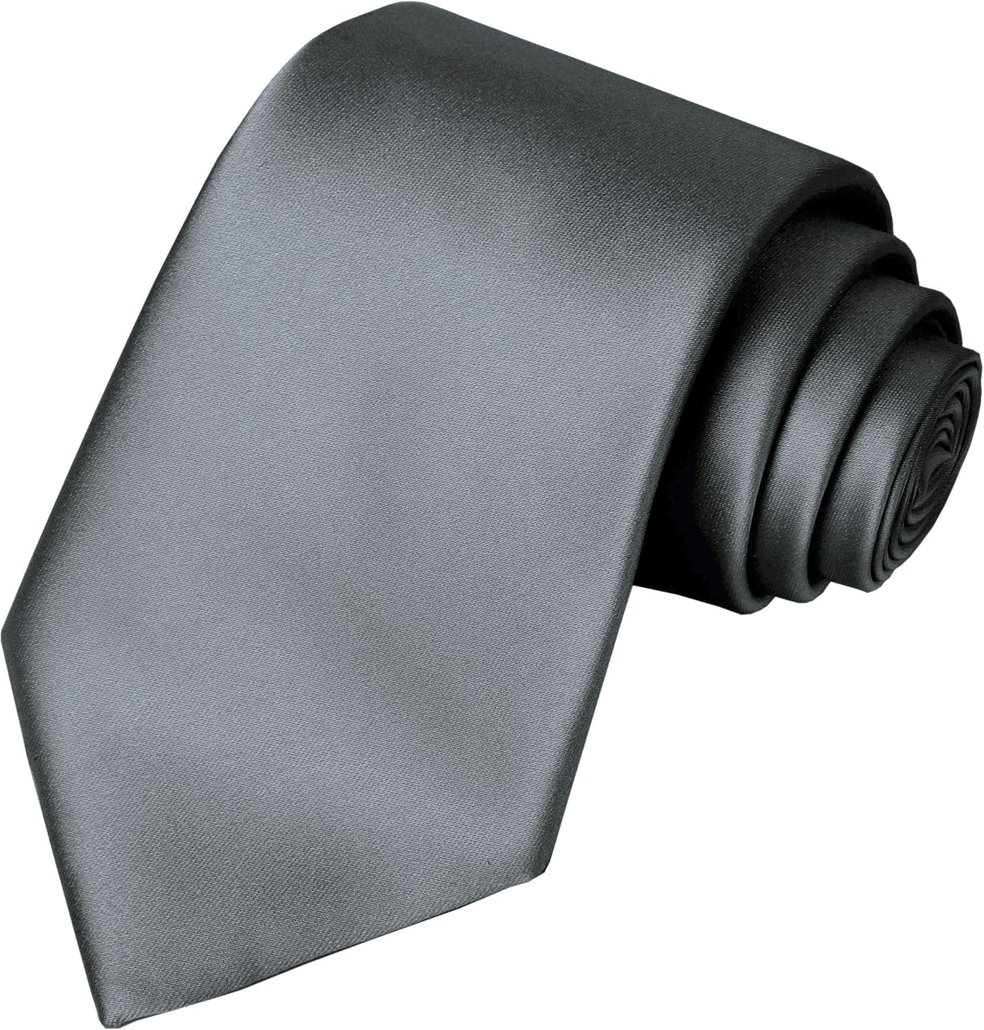 Kissties 63'' XL Ties for Men Extra Long Solid Satin Necktie + Gift Box - Gray - One Size image number 3