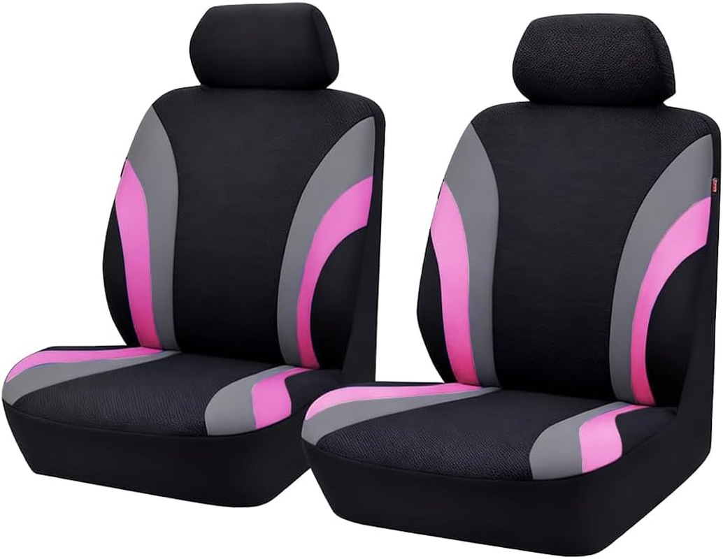 Sandfren Car Front Seat Covers Only, Sports Breathable Mesh Vehicle Front Seat Protectors with Removable Headrest Covers, Auto Interior Protection Accessories, Universal Fit (Gray) image number 6