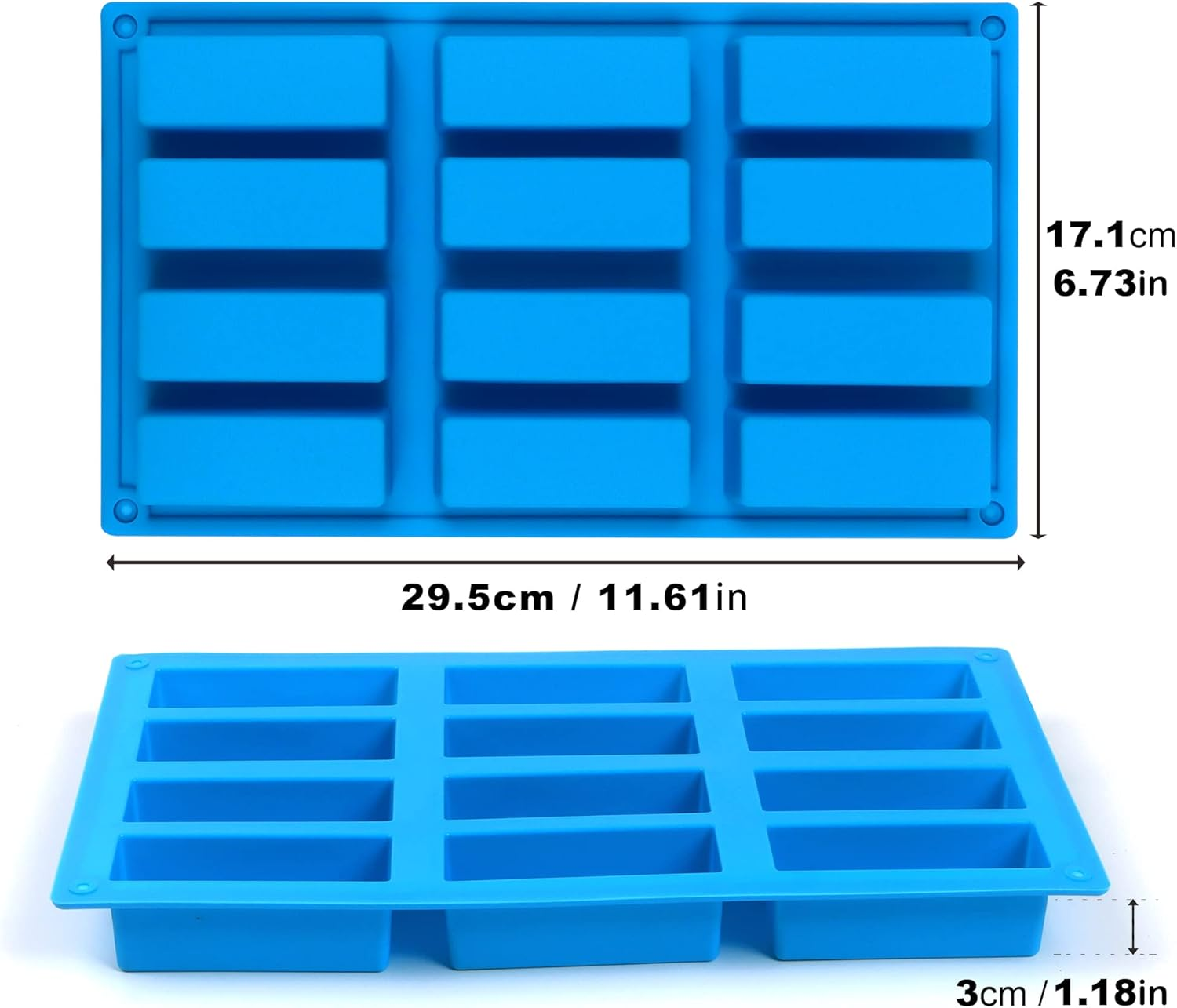 Sidosir 3Pcs Granola Mold, 12-Cavity Rectangle Silicone Molds for Energy and Large Granola