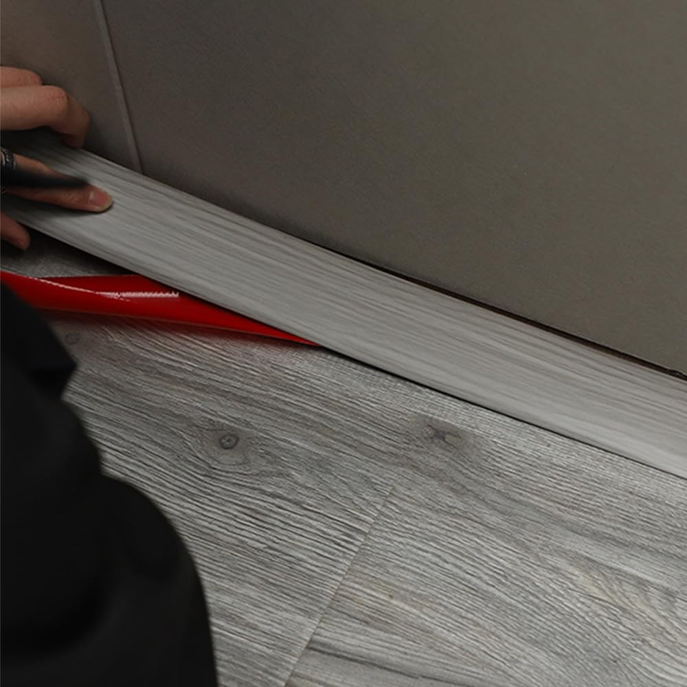 1M*5Cm Floor Transition Strip, Soft and Bendable Self-Adhesive PVC Flooring Threshold Strip, Flat Laminate Profile Flooring Edge Trim Strip - White - Black image number 7