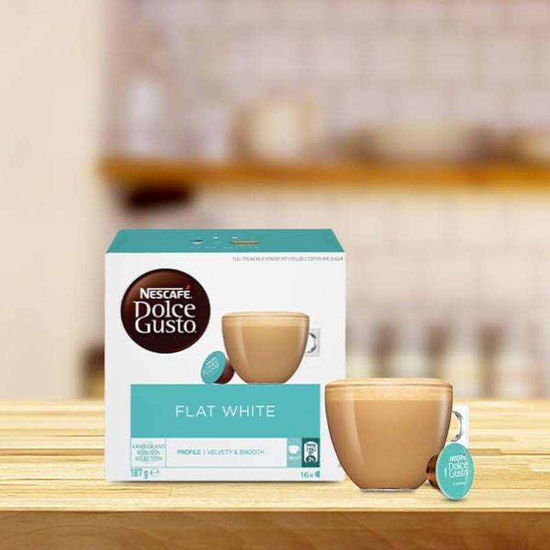 Nescafe Dolce Gusto Flat White Coffee Capsules Box of 16 Servings (Pack of 3)