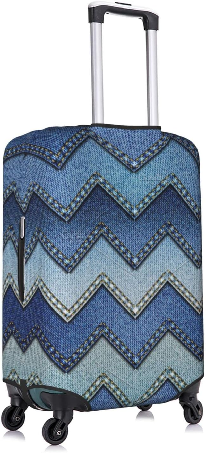 Gradient Blue Denim Luggage Cover Anti-Scratch Suitcase Protector Fits 18-32 Inch Luggage image number 5