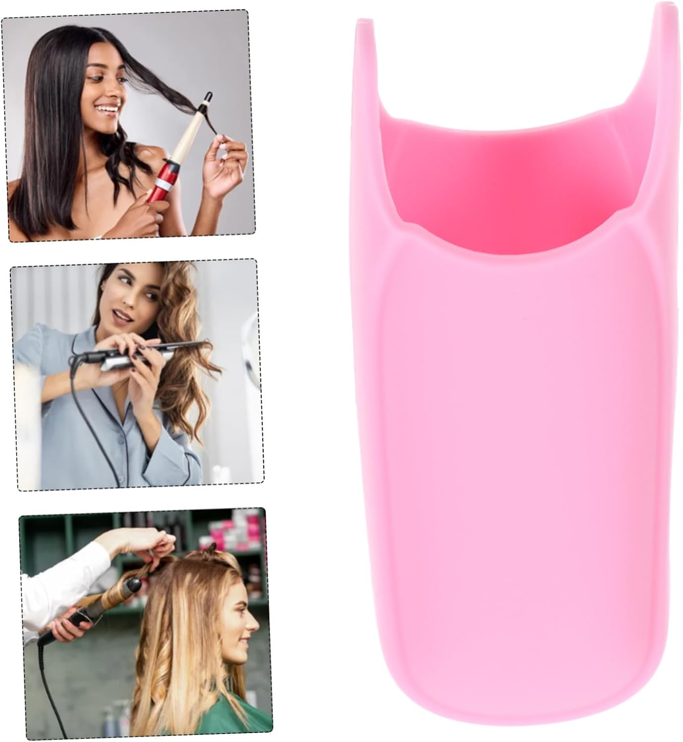 WOONEKY Hair Curler Cover Heat Resistant for Flat Irons Hair Iron Sleeve Silicone Protection - Pink image number 2