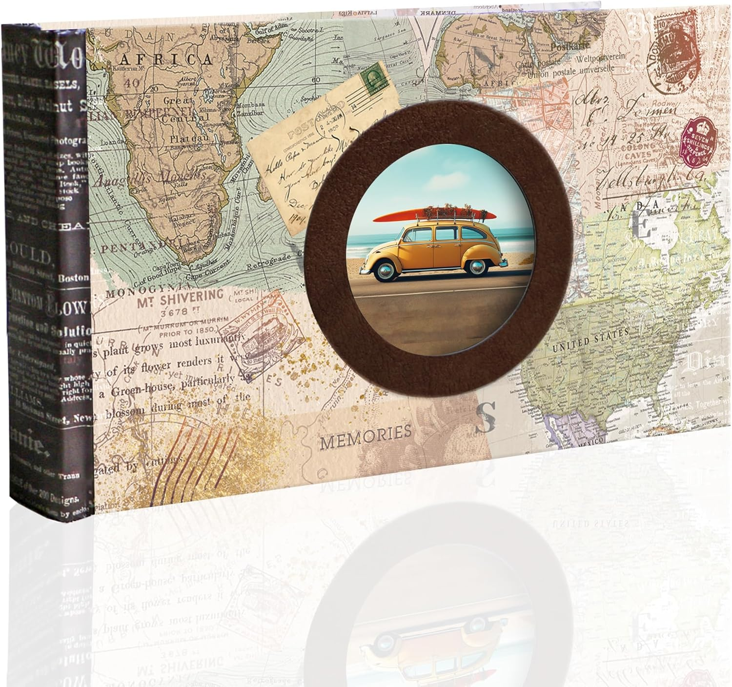 Holoary Photo Album 4X6 160 Photos Two Pictures per Page, Memo Writing Area for Each Pocket, 160 Pockets 4&rdquo;X6&rdquo;, Printed Book Cover Travel Design World Map Adventure image number 3