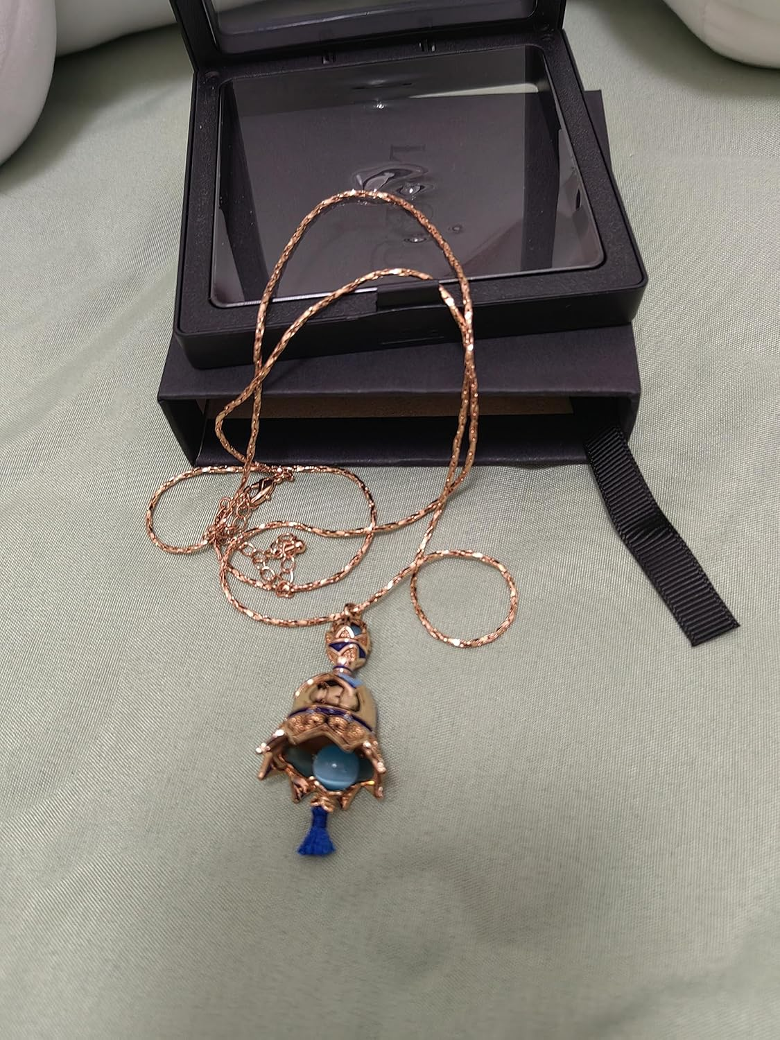 Ealipoi Scaramouche Necklace Anime Genshin Cosplay Pendant Wanderer Cosplay Accessories Alloy Bell Prop, Medium, Zinc, Agate image number 5