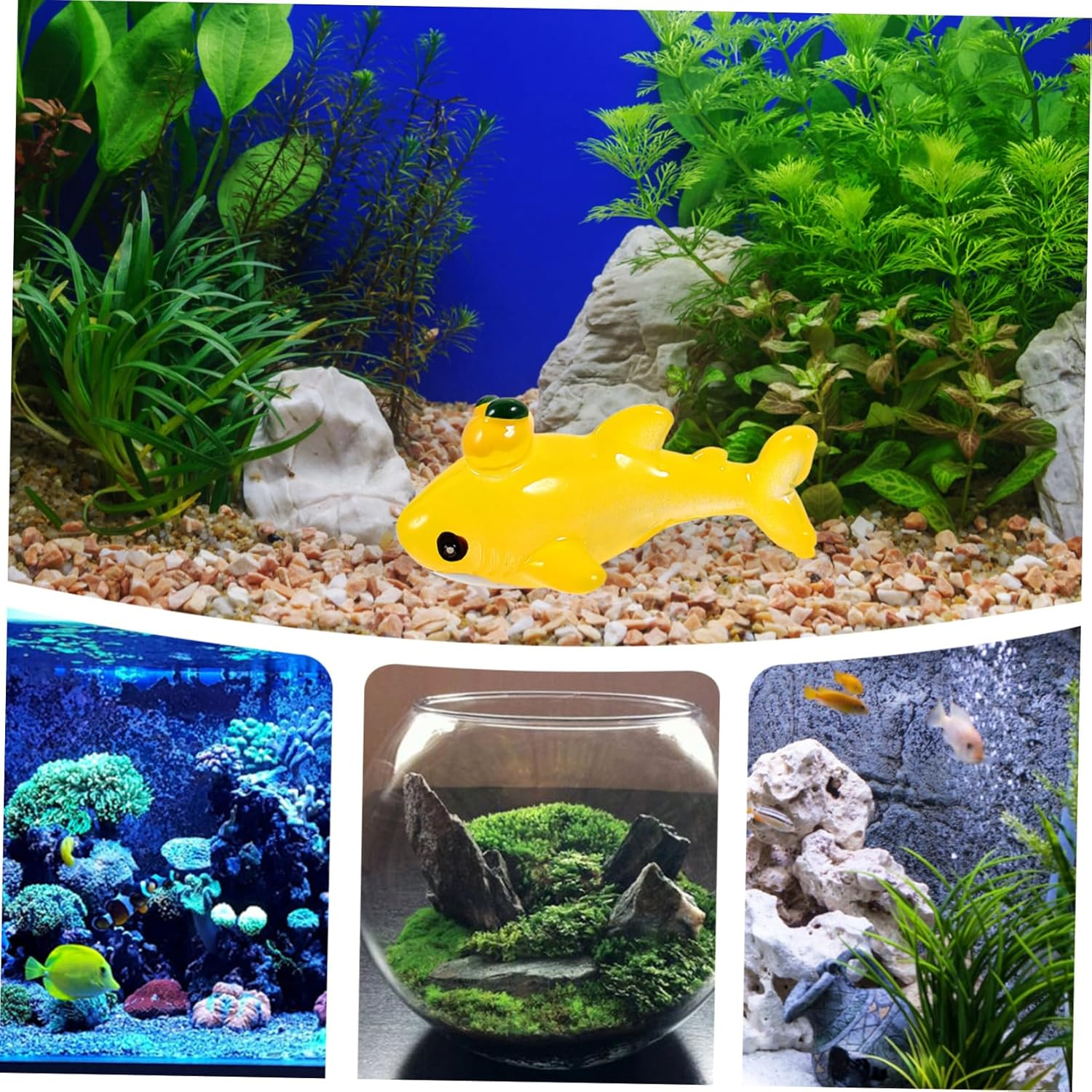 HANABASS 4Pcs Miniature Whale Figurines Cute Animal Statues for Fish Tank and Decor Vivid Craft for Aquatic Landscape and Home Decoration image number 3