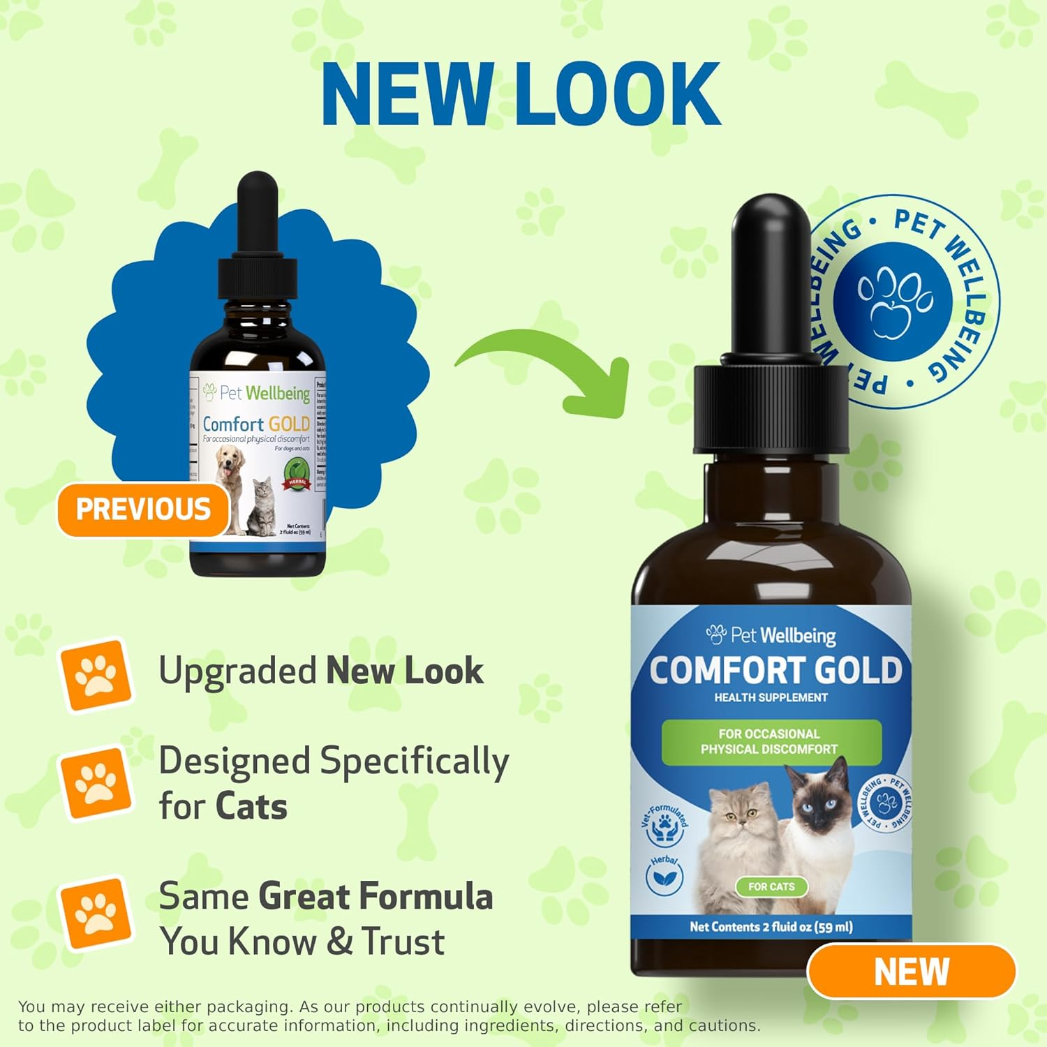 Pet Wellbeing Comfort Gold for Cats - Supports Feline Physical Comfort, Healthy Circulation, Corydalis, Turmeric - Veterinarian-Formulated Herbal Supplement 2 Oz (59 Ml)
