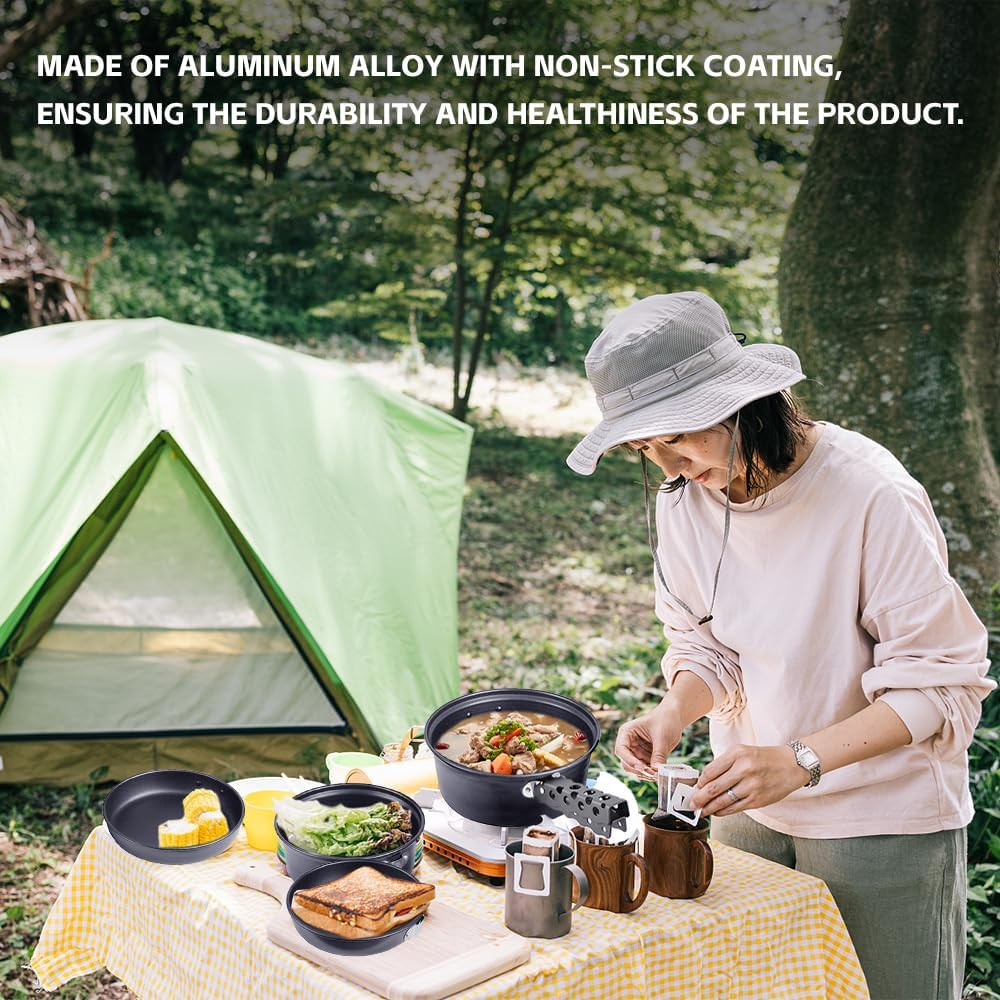 Namolit Camp Plates and Pans Sets Nonstick Backpacking Picnic Cooking Ultra-Lightweight Portable image number 3