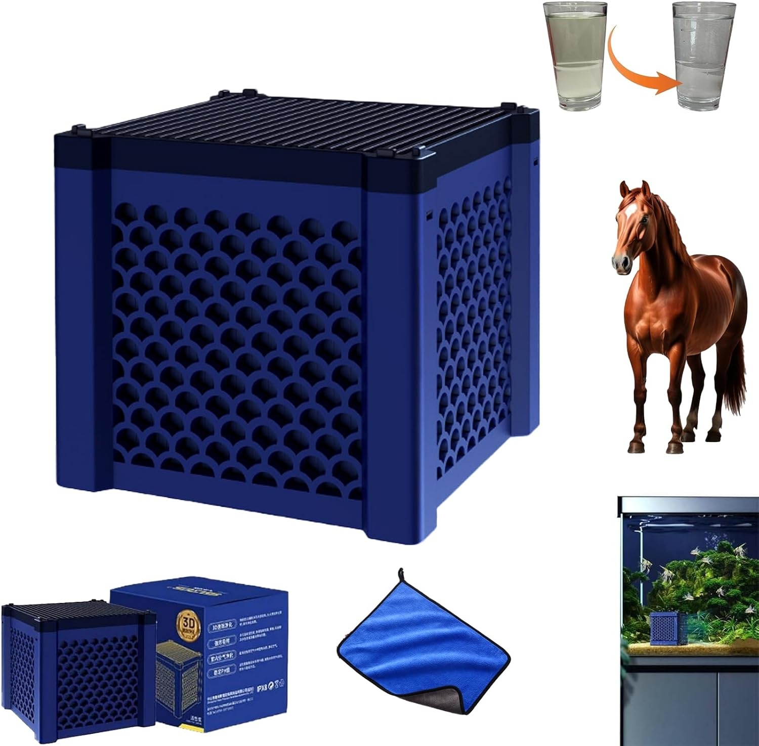 Pure Cube Water Trough Filter 2.0, Eco-Aquarium Water Trough Purifier Cube, Filternatur Activated Carbon Filter Media for Horse Troughs, Livestock Tanks, Fish Ponds & Aquatic Tanks (2Pcs-Red)