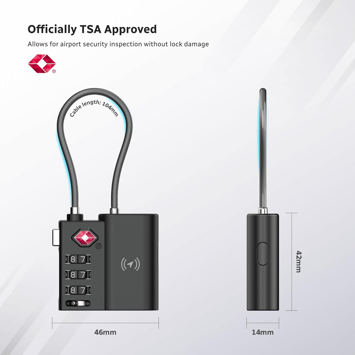 Laser TSA Approved 3-Digit Lock Smart Travel Tag, USB-C Rechargeable, Apple Find My Compatible, IPX4 Splash Resistant - Tracks Items like Travel Accessories, Luggage, Suitcase, Travel Bag and Gear image number 5