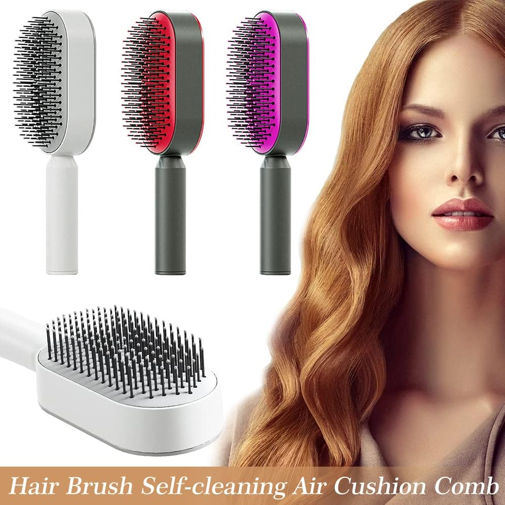 New Hair Brush Self-Cleaning Air Cushion Comb Comfortable for Salon Hairdress AU Red