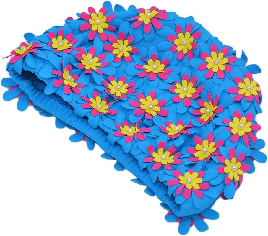 Medifier Swim Cap Floral Petal Retro Style Bathing Caps for Women - Purple image number 7