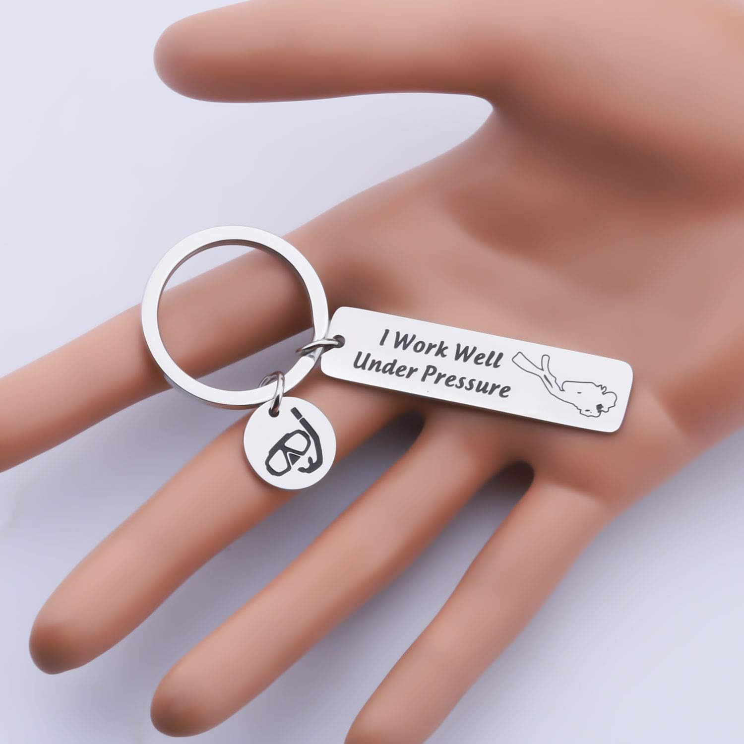 CENWA Scuba Diving Gift Scuba Diver Gift I Work Well under Pressure Keychain Extreme Sports Jewelry Great Gift for Divers image number 1