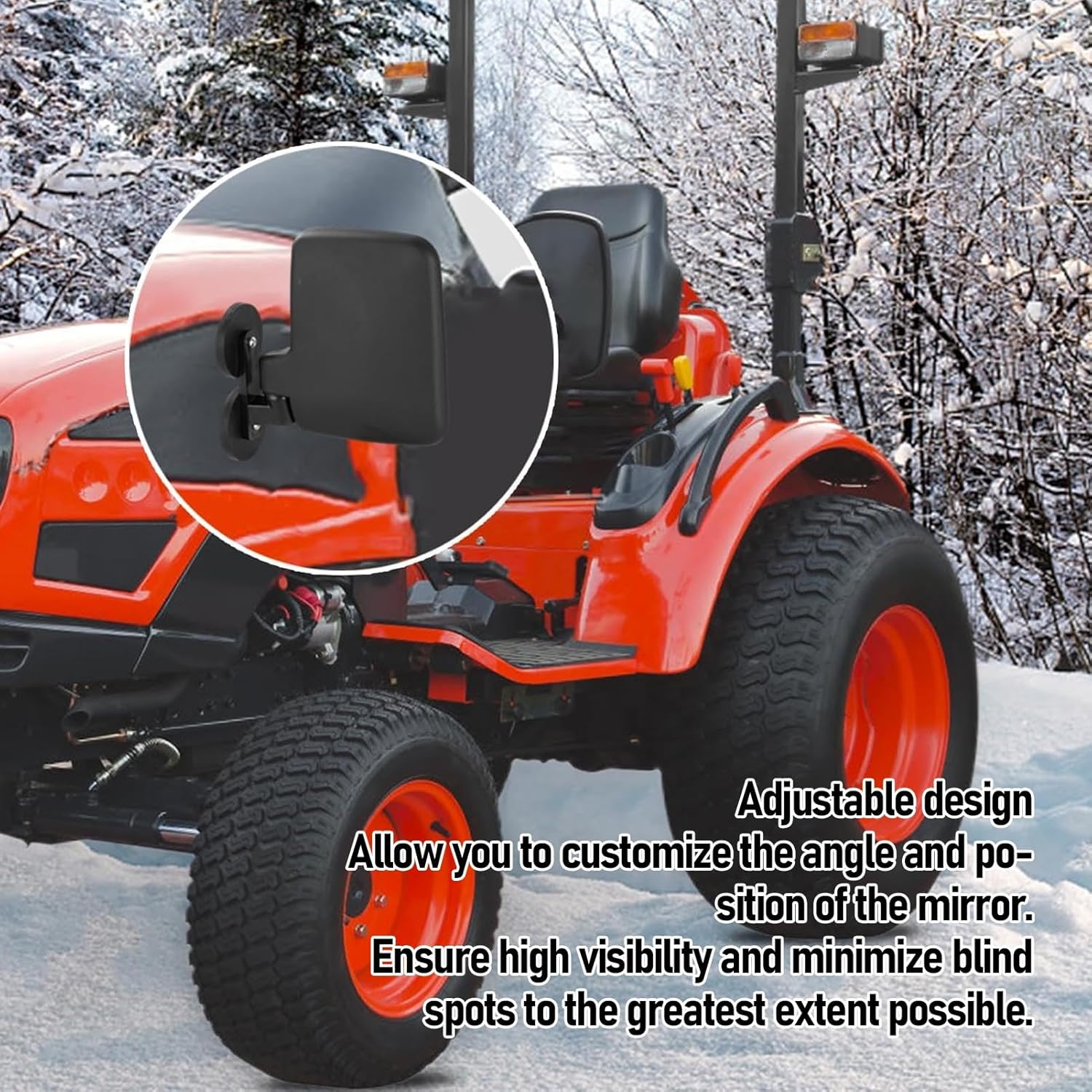 Magnetic Tractor Mirrors - Universal, Adjustable Rearview for Skid Steer, Enhanced Visibility for Forklift, Tractor