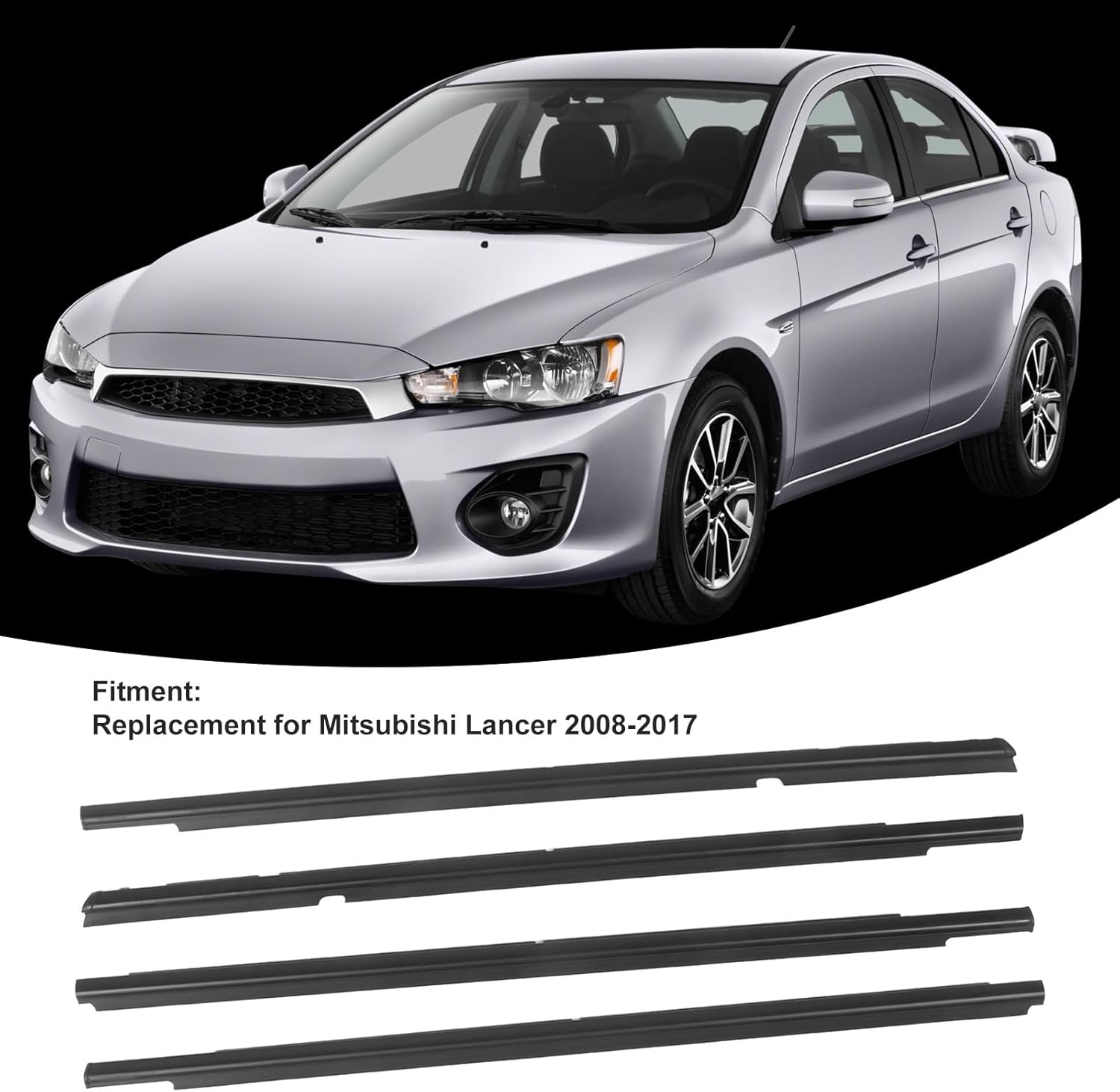 4Pcs Weatherstrip Door Seal Belt 5727A005 Front Rear Window Moulding Trim Belt, outside Window Weatherstrip for Mitsubishi Lancer 2008-2017, Perfect Seal, Easy Installation image number 2