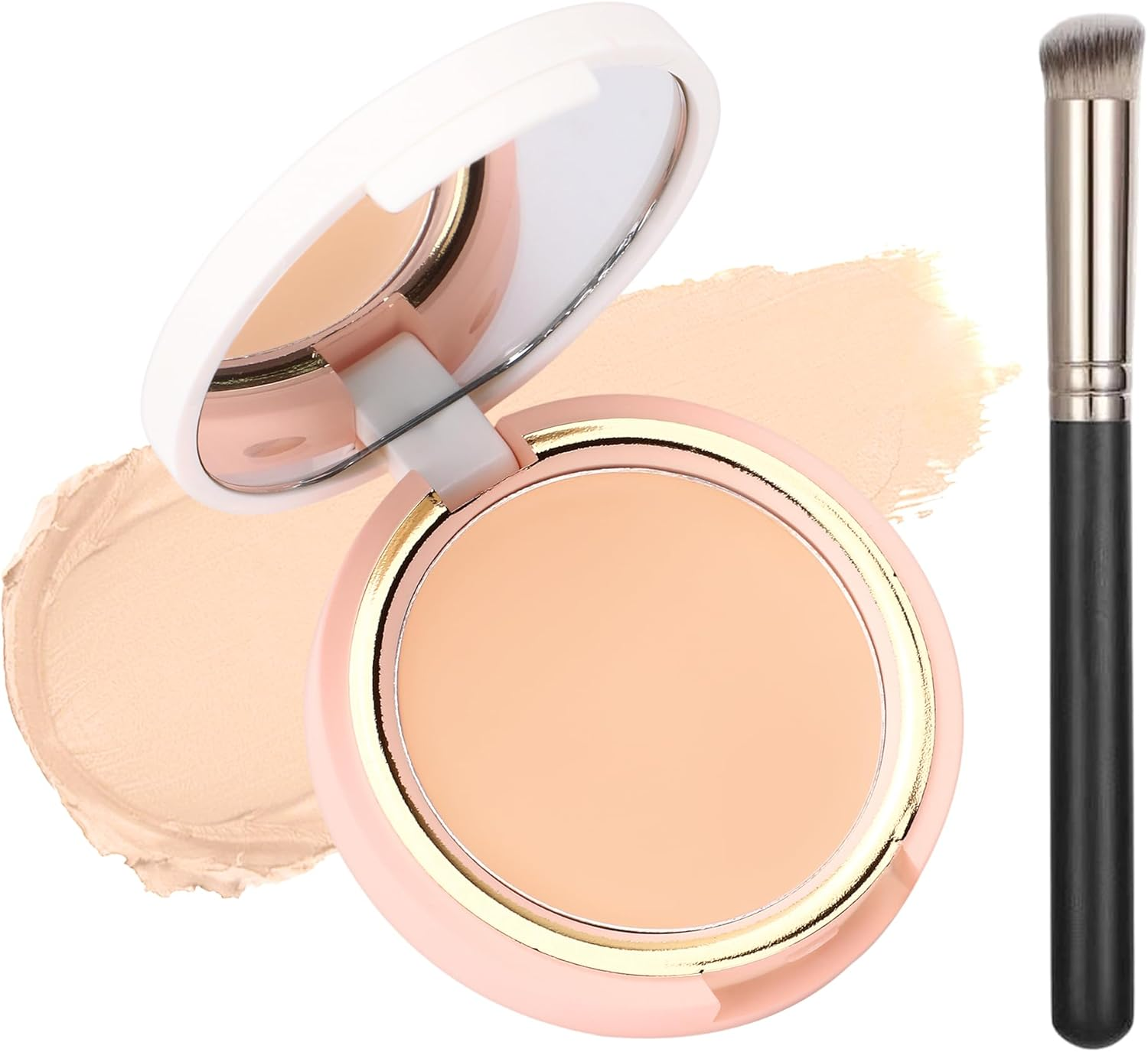 Erinde Full Coverage Concealer Cream with Brush, Waterproof Long Lasting Concealer for Dark Circles, Redness, Blemishes & Uneven Skin Tone, Lightweight Natural Finish Liquid Cream Concealer Makeup #02