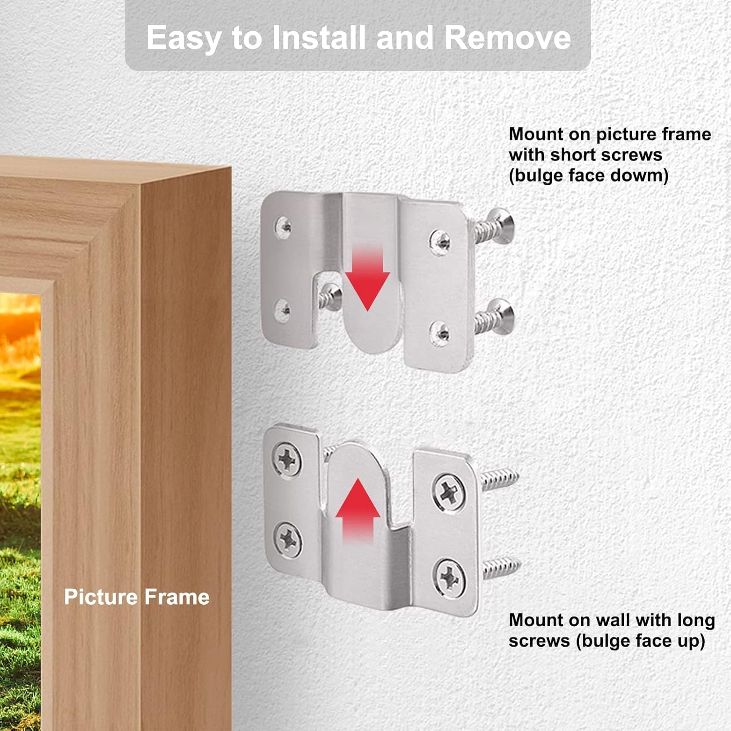 16Pcs Stainless Steel Interlock Hanging Buckle,Flush Concealed Mount Brackets Stainless Steel Z Clip Bracket Interlock Hanging Buckle Mountain Buckle for Picture Display Art Gallery image number 3