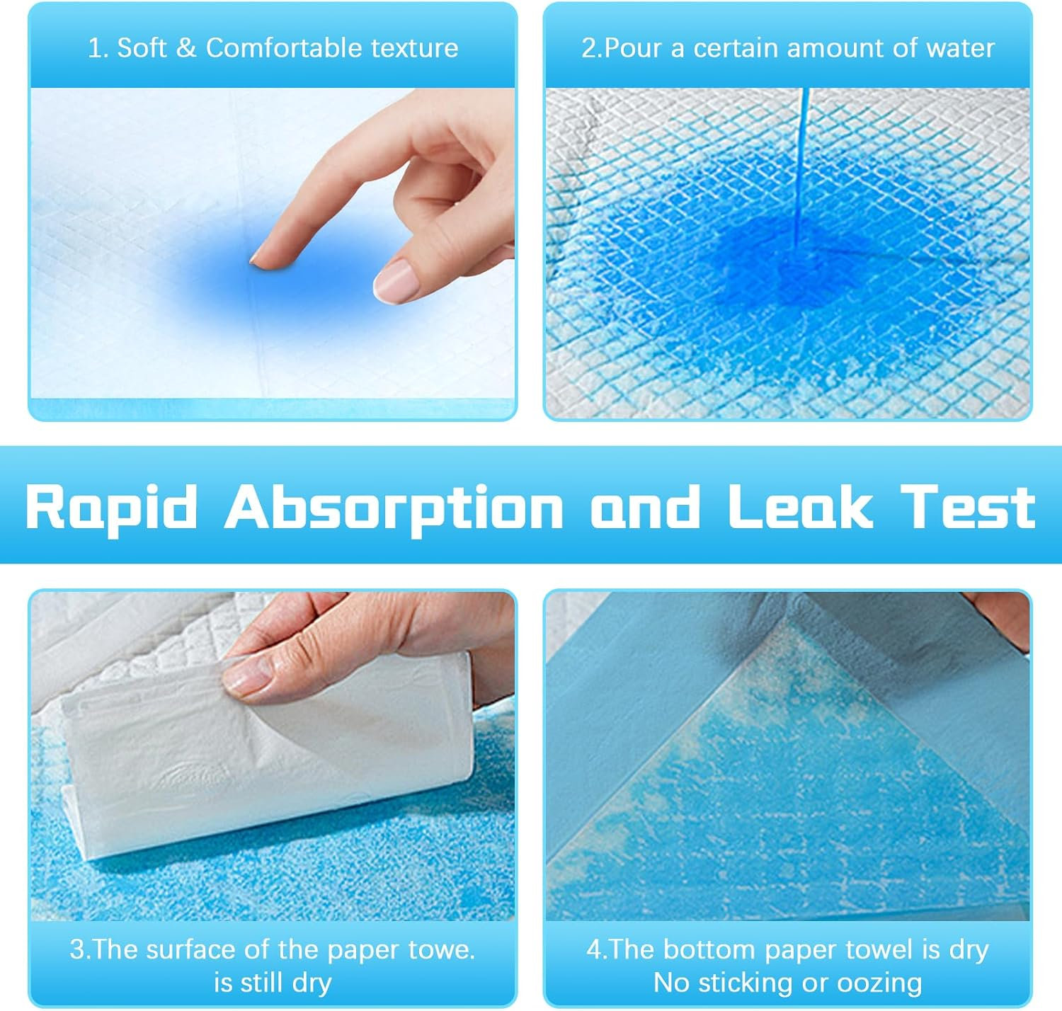 Pack of 100 PIPI Mats for Dogs, 33 X 45 Cm Training Pads, Puppy Toilet Mat, Pee Mat, Training, Leak-Proof 5-Layer Design with Quick Drying Surface for Kittens and Puppies image number 6