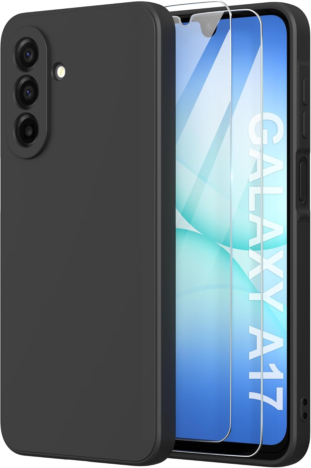 Compatible with Samsung Galaxy A17 5G Case with 2 Protective Films, Mobile Phone Case Liquid Silicone TPU Protective Case Thin Back Cover - Purple