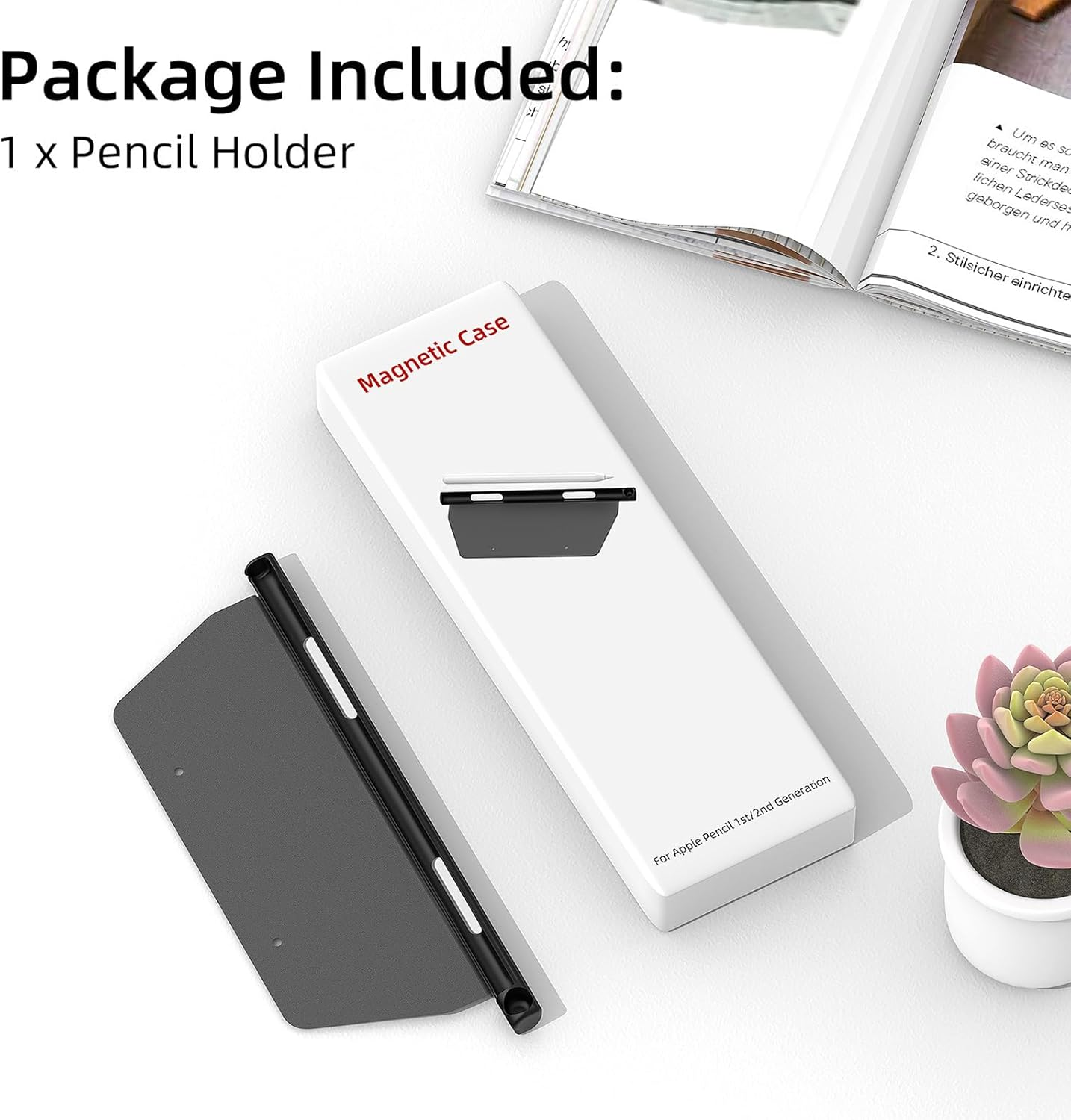 Pencil Pen Holder for Apple Pencil 2Nd Generation Case Compatible with Magic Keyboard, Smart Keyboard Folio and Other Magnetic Case, Stylus Pen Holder for Ipad - Black image number 2