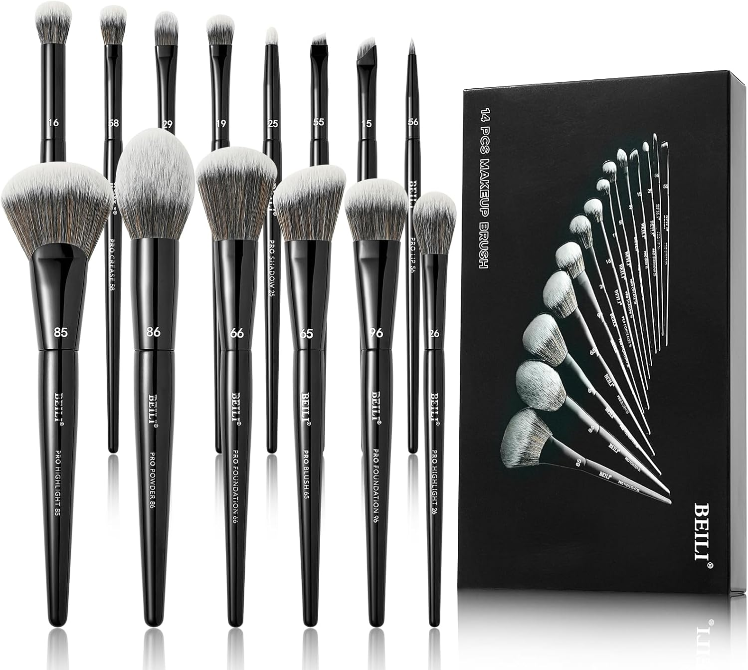 BEILI Makeup Brushes 14Pcs Professional Eyeshadow Brush Set Premium Synthetic Makeup Brushes for Liquid, Cream & Powder Eyeshadow image number 5