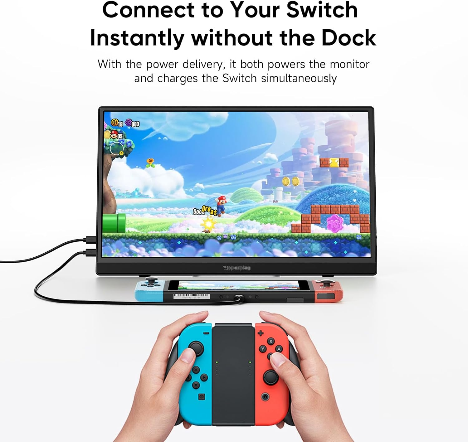 Portable Monitor, 15.6" FHD 1080P Laptop Screen with Adjustable Stand, Ultra-Slim IPS Computer External Screen, Portable Monitor for Laptop PC Mac Phone PS4/5 Xbox Switch