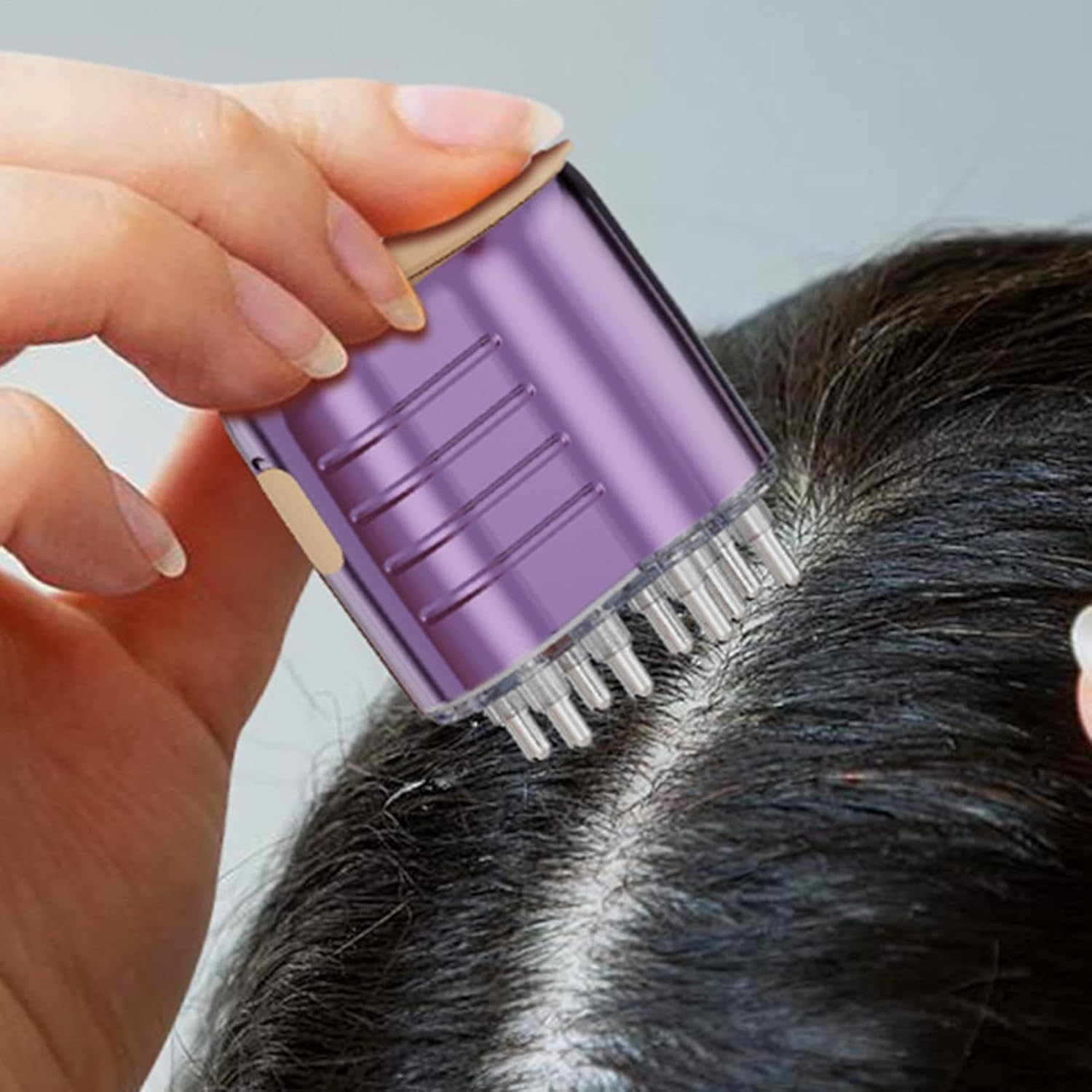 Electric Hair Oil Applicator Bottle with Red Light, Electric Scalp Massager for Hair Growth, Travel Microcurrent Scalp Massager with 3 Modes, Hair Loss Treatments for Women - Purple image number 3