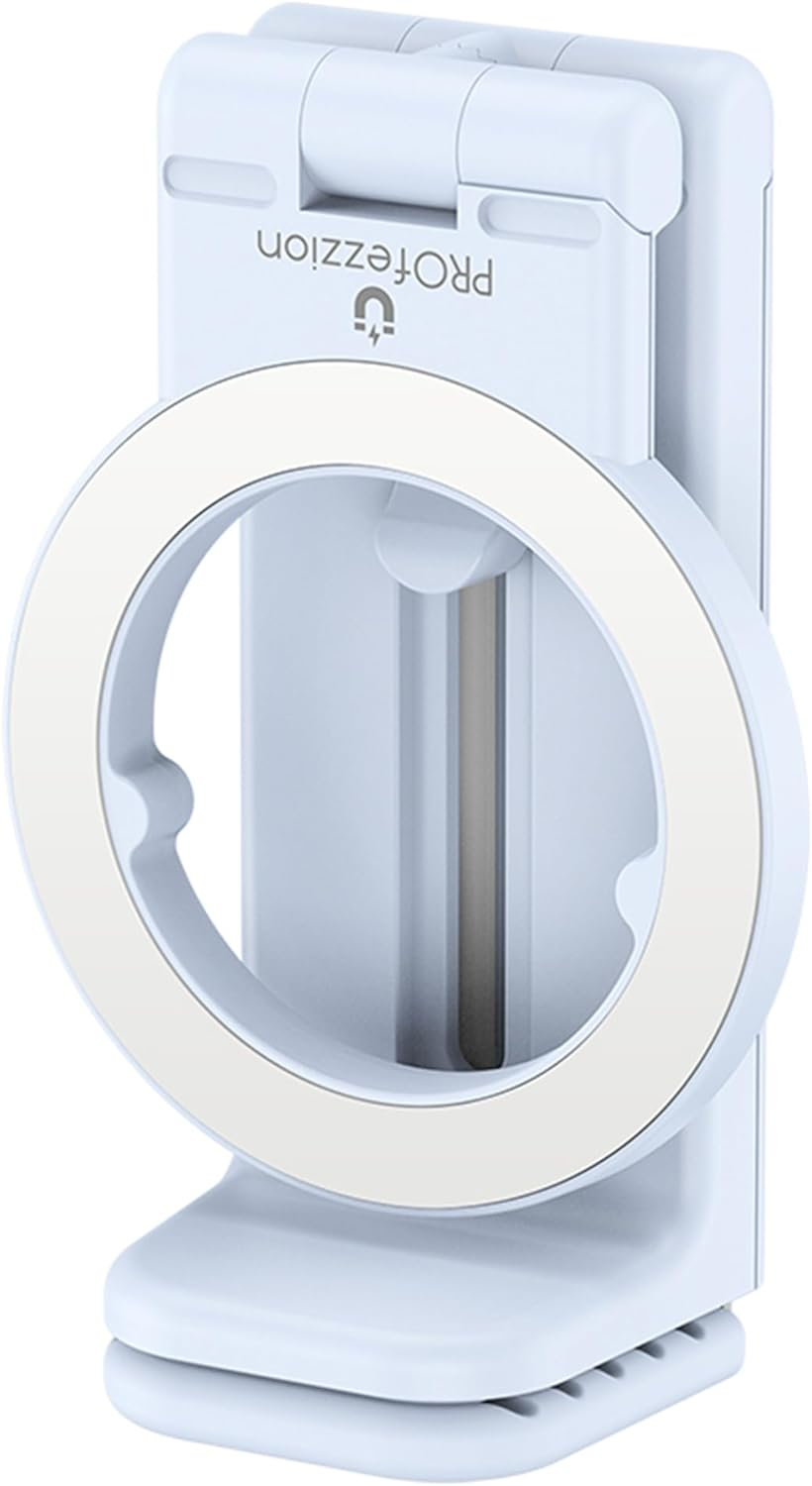 Profezzion Airplane Magnetic Phone Mount Holder, for Iphone 17 Pro Max Iphone 17 16 15 14 plus Handsfree for Seat Back Tray Table, Flexible 360&deg; Rotation, Must Have Travel Essential Accessory -White