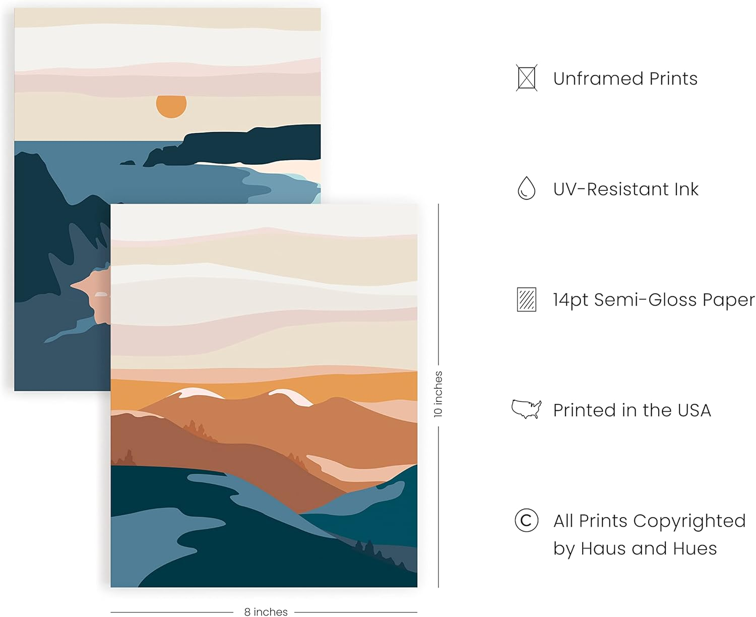 HAUS and HUES Nature Wall Art Prints Landscape Mountain Decor Mid Century Art Wall Decor, Geometric Abstract Nature Wall Art, Mountain Art Wall Decor, Adventure Wall D&eacute;cor image number 6