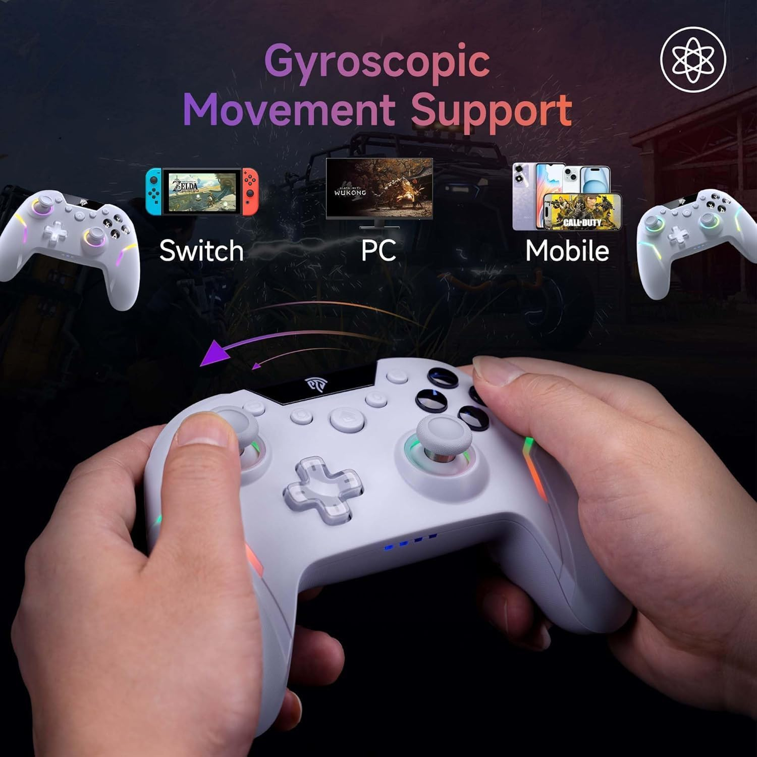 X20 Wireless Gaming Controller with RGB Backlit, 2-Stage Hall Effect Stick, 1000Hz Polling Rate, 6-Axis Gyro on Multi-Platform, Mech Buttons- Compatible with Pc/Switch/Steam/Android image number 2
