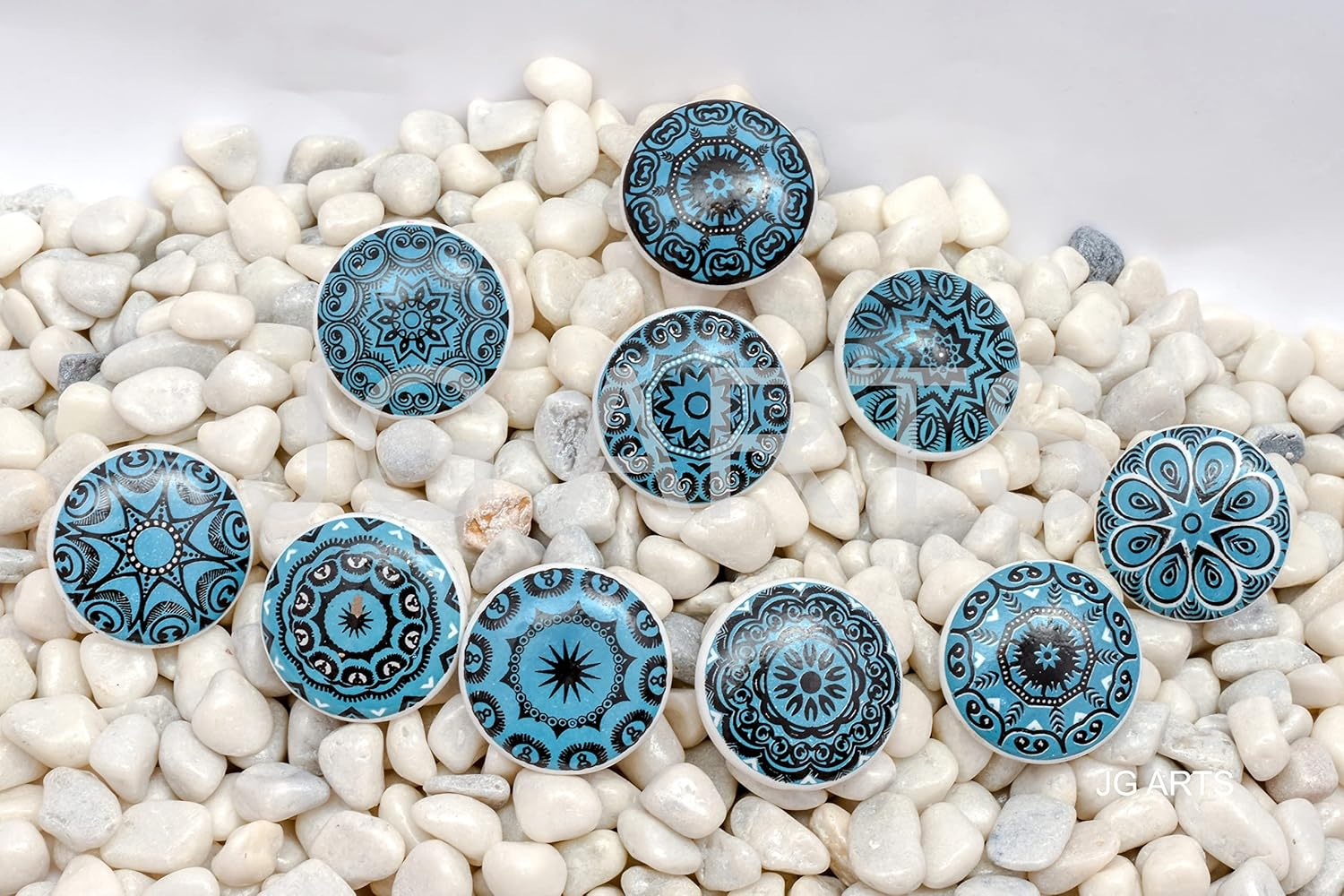 Aqua Green Vintage Look Flower Ceramic Knobs Door Handle Cabinet Drawer Cupboard Pull Mandala Xfer New by JGARTS (10) image number 2