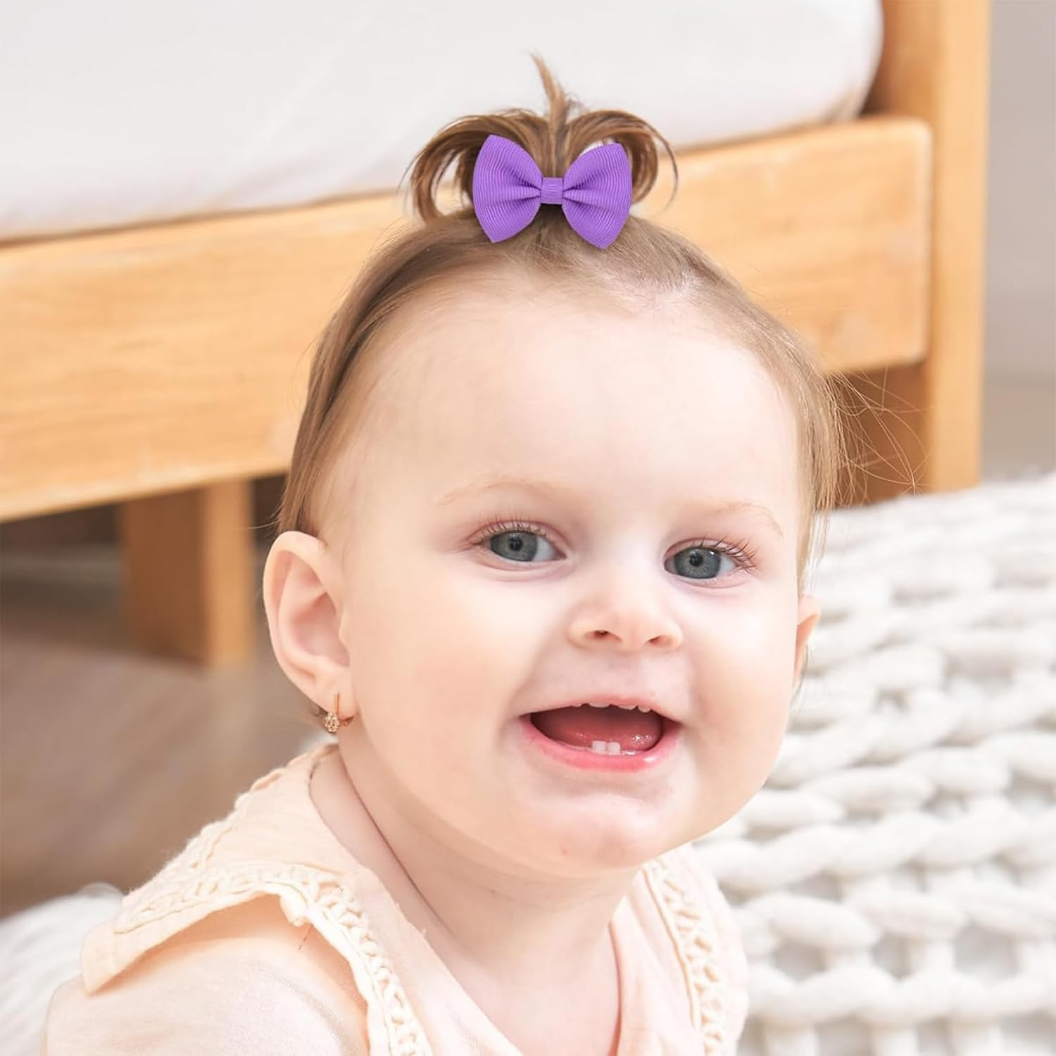 Itadaku 20 Pcs Baby Girls Bow Hair Ties, Mini Ribbon Hair Bands, Elastic Hair Accessories, Cute Boutique Hair Bobbles for Toddlers Children, & Girls image number 3