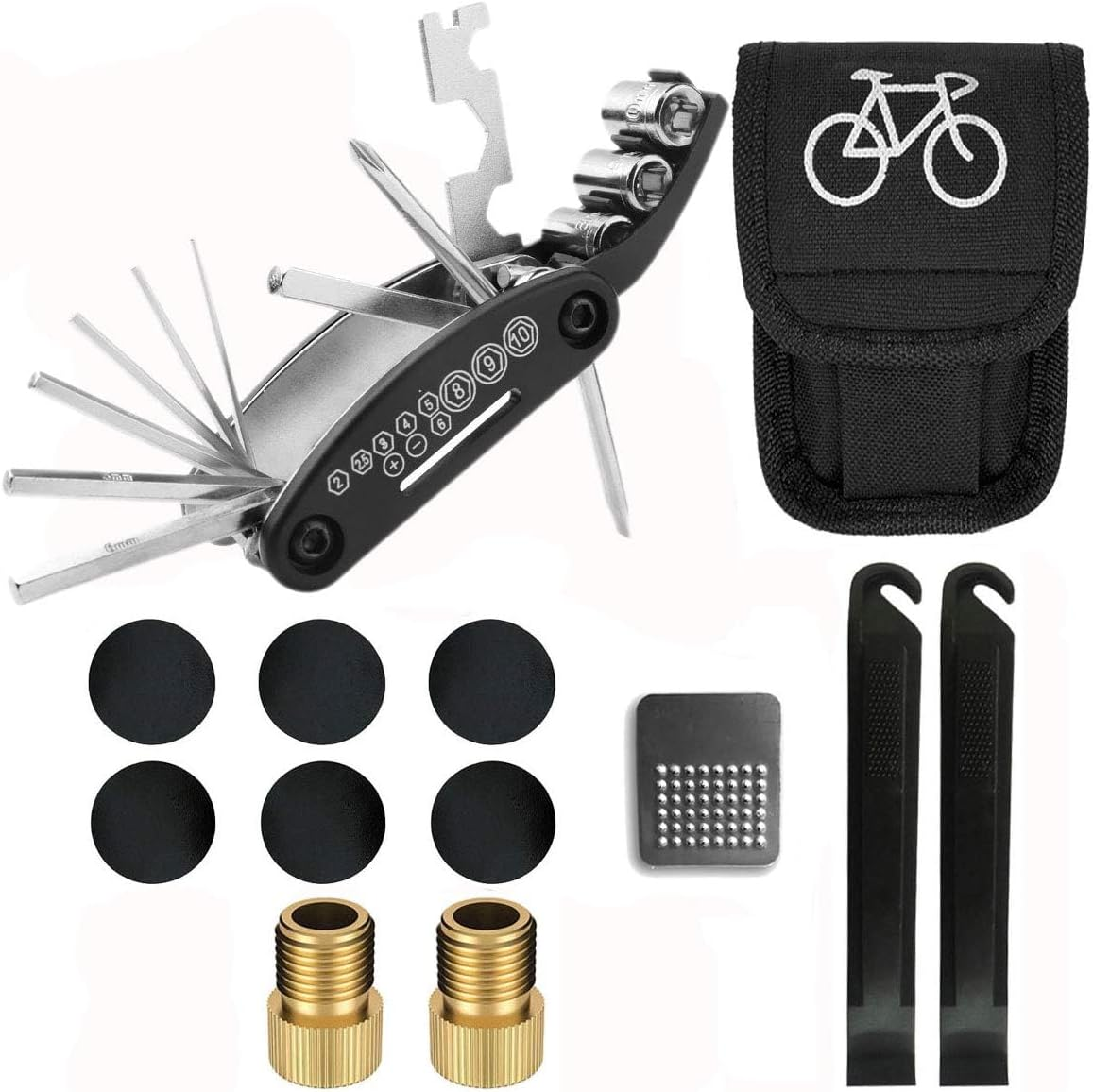 Bicycle Repair Tool Set, 16-In-1 Multitool Bicycle Repair Set with Storage Bags, Portable Tire Fixing Kit Bag for Outdoor Riding and Bike Repair image number 5