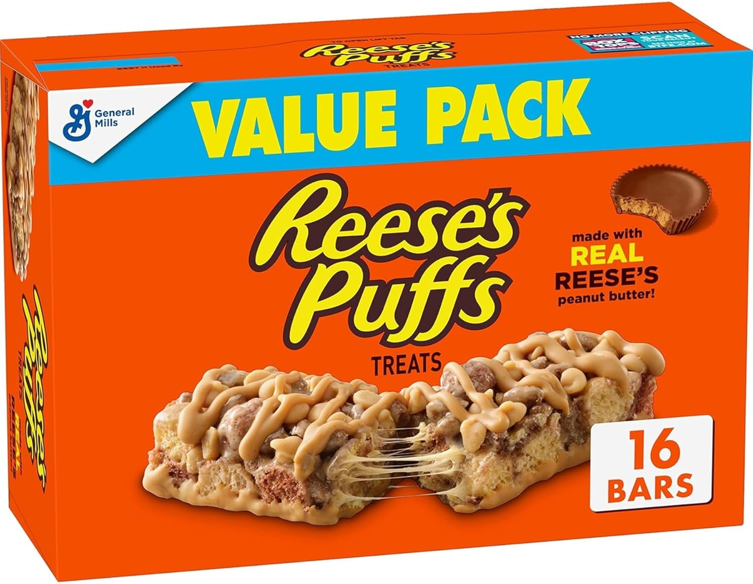 Reese'S Puffs Breakfast Cereal Treat Bars, Peanut Butter & Cocoa, 16 Ct (Pack of 1) image number 3