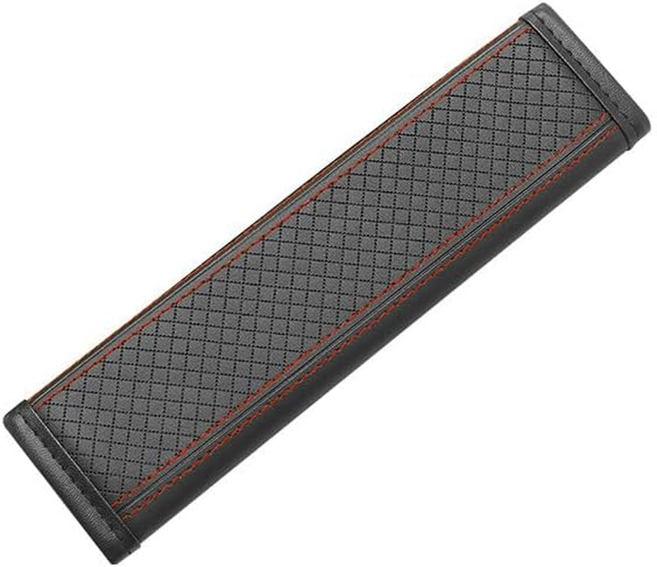 2PCS Car Seat Belt Cover, PU Leather Vehicle Safety Seatbelt Pads, Soft Comfortable Auto Seat Shoulder Neck Strap Protection Cushion, Universal for Sedan, Truck (Black Red, One Size) image number 6